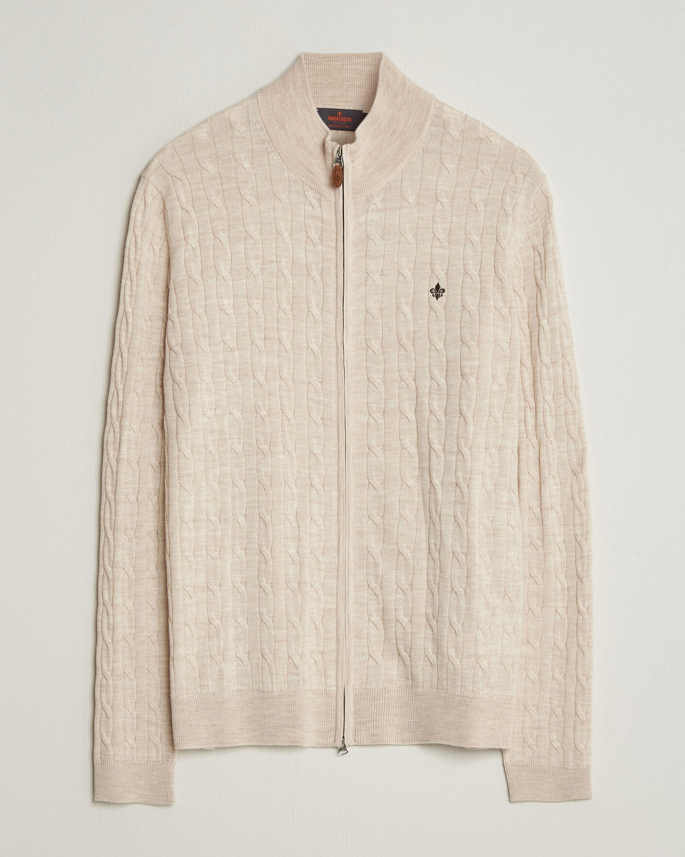 Men | Sweaters & Knitwear | Morris | Merino Cable Zip Cardigan Off White