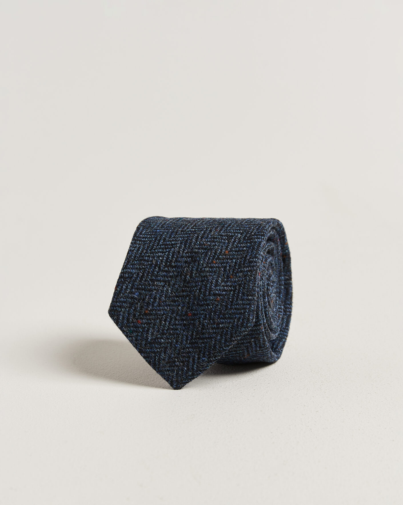 Men | Ties | Amanda Christensen | Wool Herringbone 8cm Tie Navy