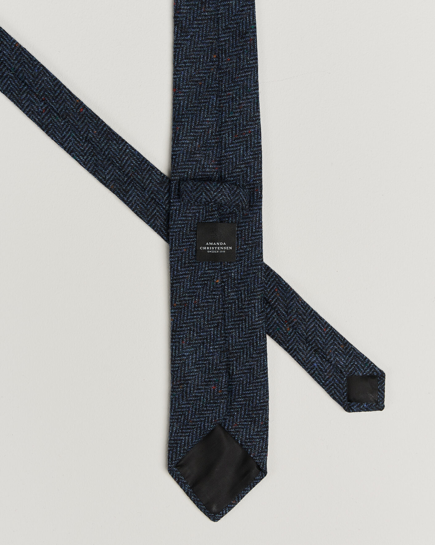Men | Ties | Amanda Christensen | Wool Herringbone 8cm Tie Navy