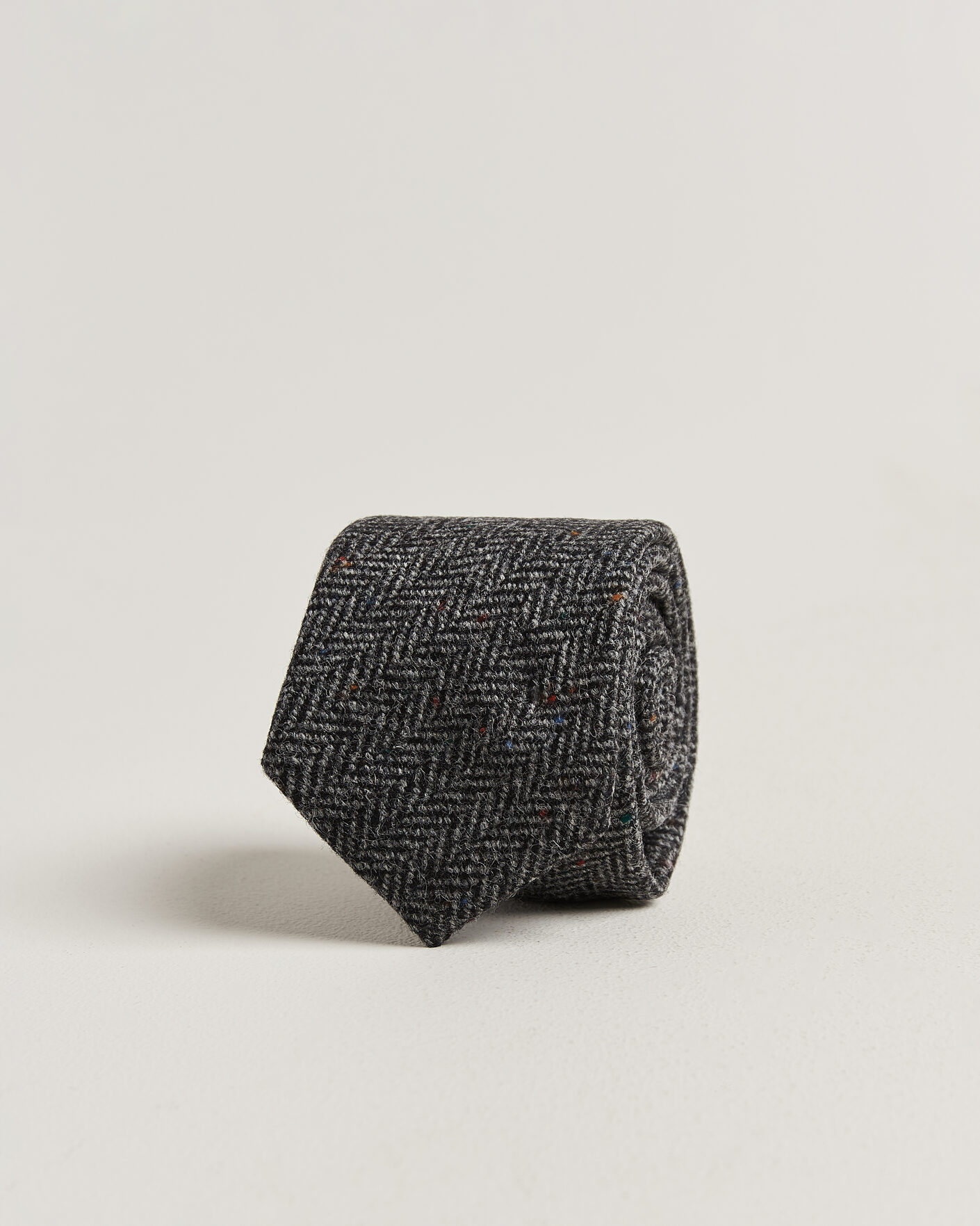 Men | Ties | Amanda Christensen | Wool Herringbone 8cm Tie Grey