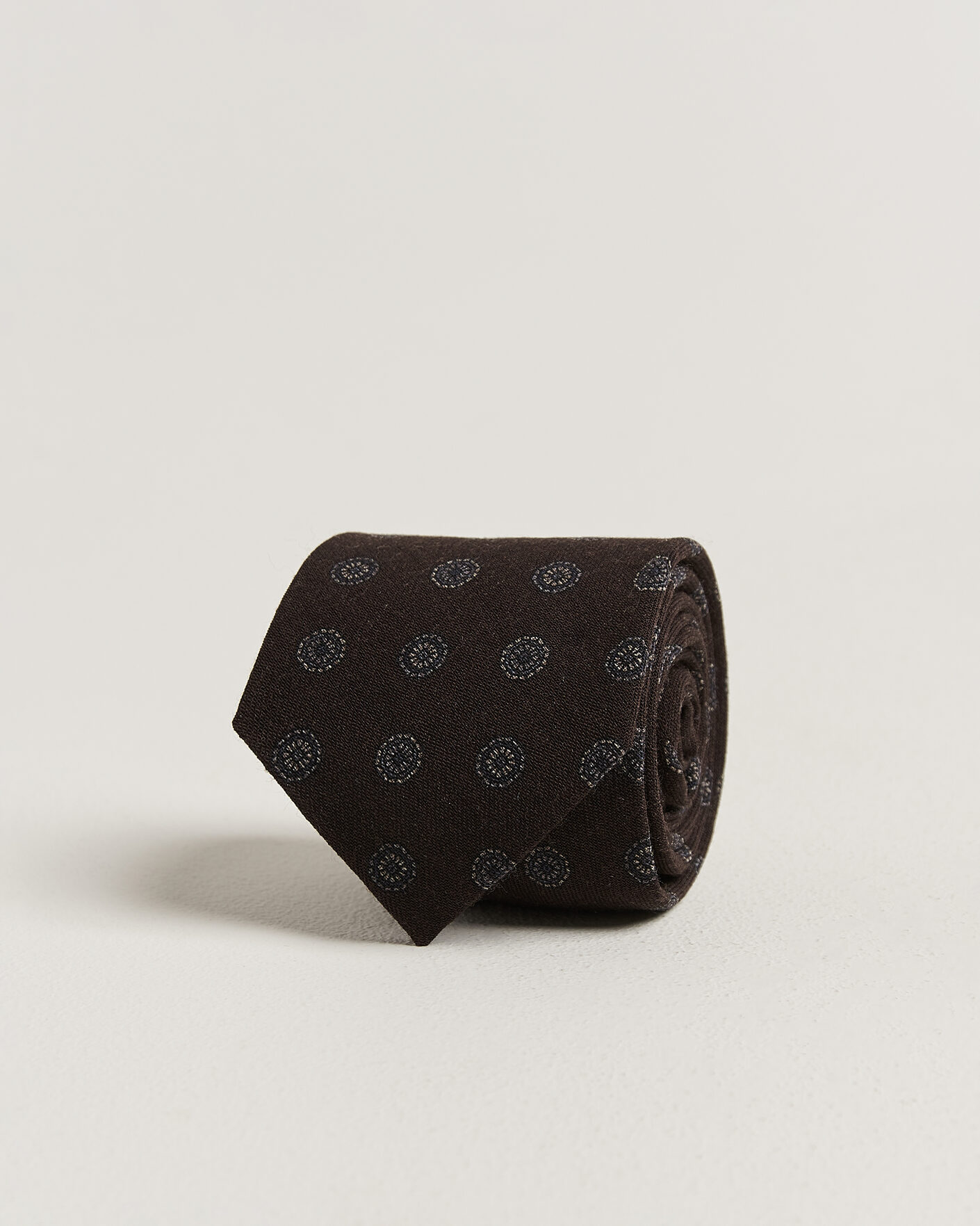 Men | Ties | Amanda Christensen | Wool Medallion 8cm Tie Brown