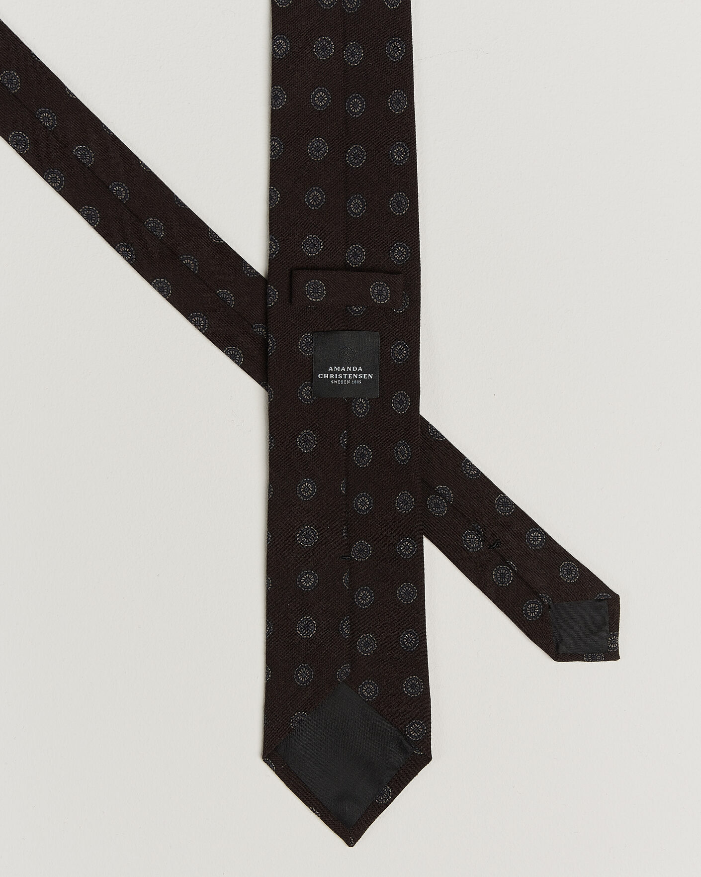 Men | Ties | Amanda Christensen | Wool Medallion 8cm Tie Brown