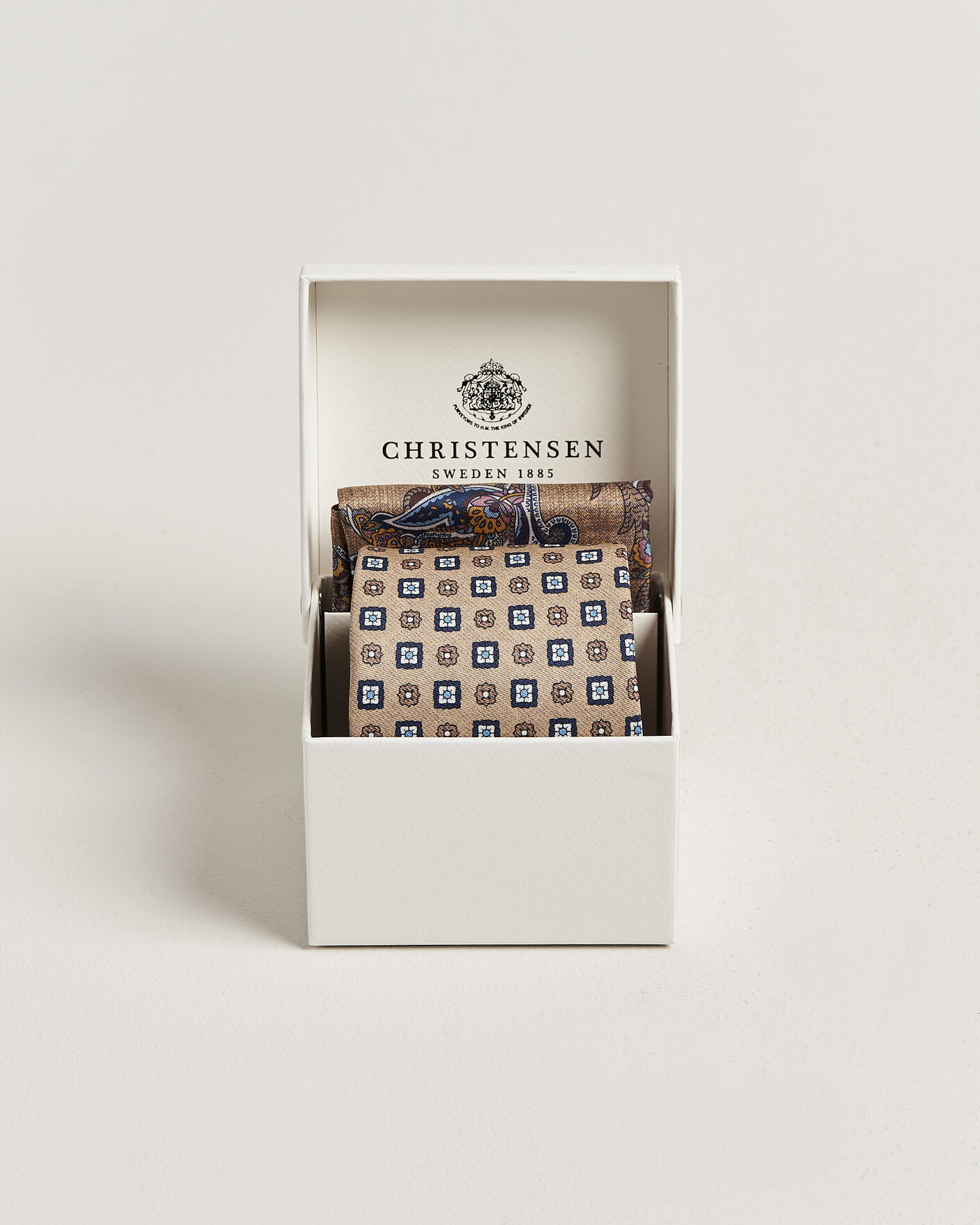 Men | Ties | Amanda Christensen | Box Set Silk 8 cm Tie And Pocket Square Beige