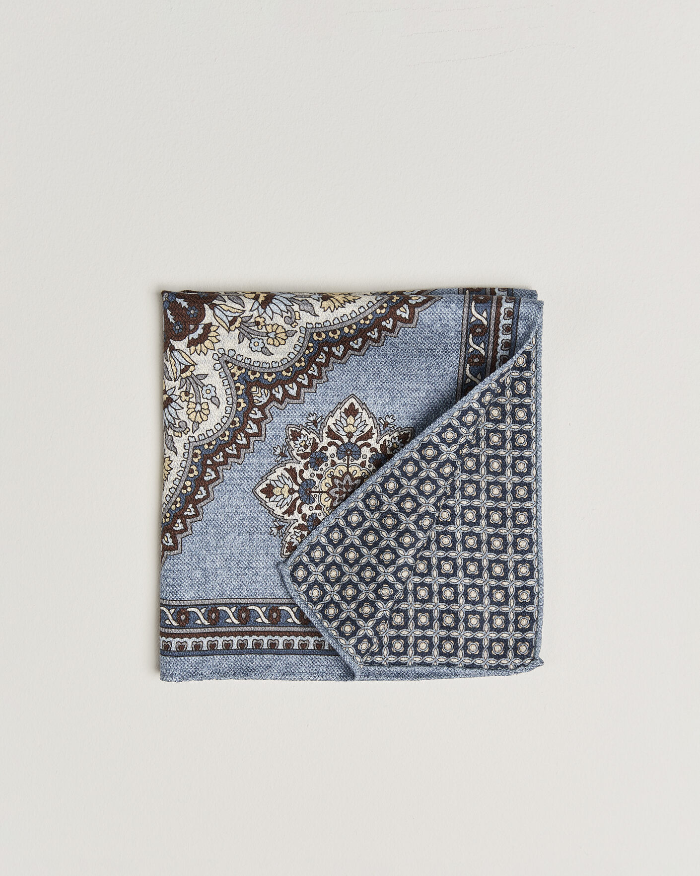 Men | Pocket Squares | Amanda Christensen | Silk Schappe Doublefaced Pocket Square Blue