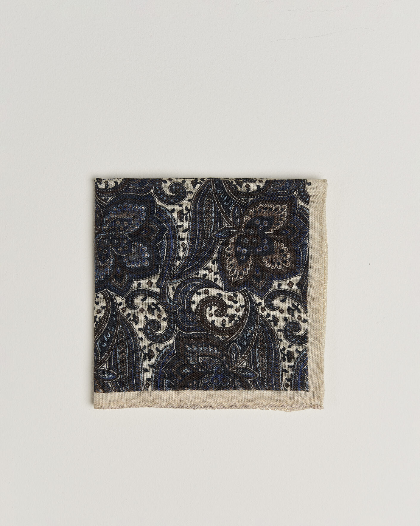 Men | Pocket Squares | Amanda Christensen | Wool Large Paisley Pocket Square Cream