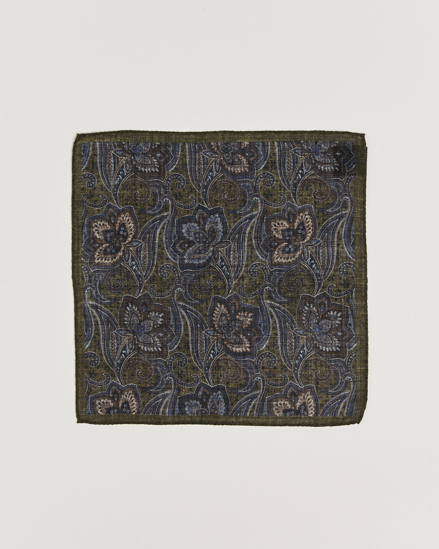 Men | Pocket Squares | Amanda Christensen | Wool Large Paisley Pocket Square Green