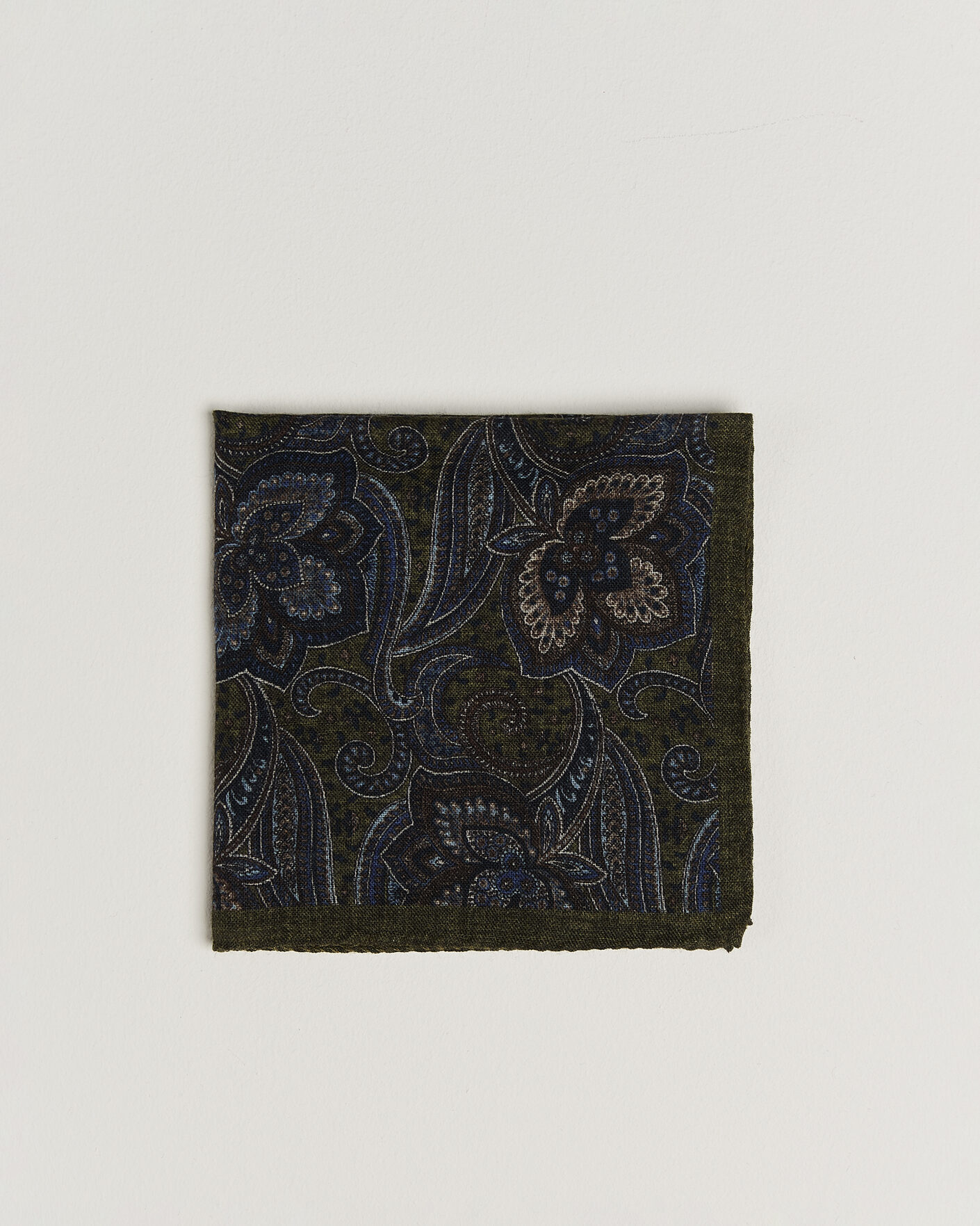Men | Pocket Squares | Amanda Christensen | Wool Large Paisley Pocket Square Green