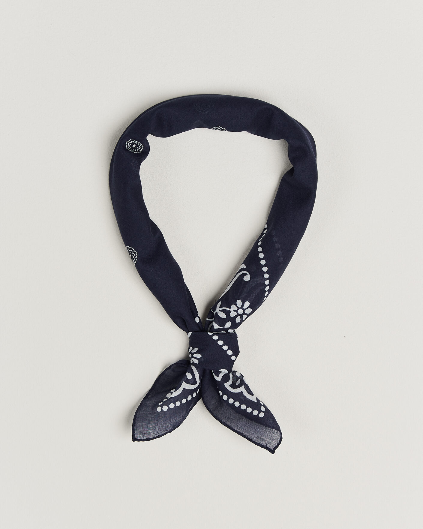 Men | Dress Scarves | Amanda Christensen | Cotton Voile Printed Flower Bandana Navy