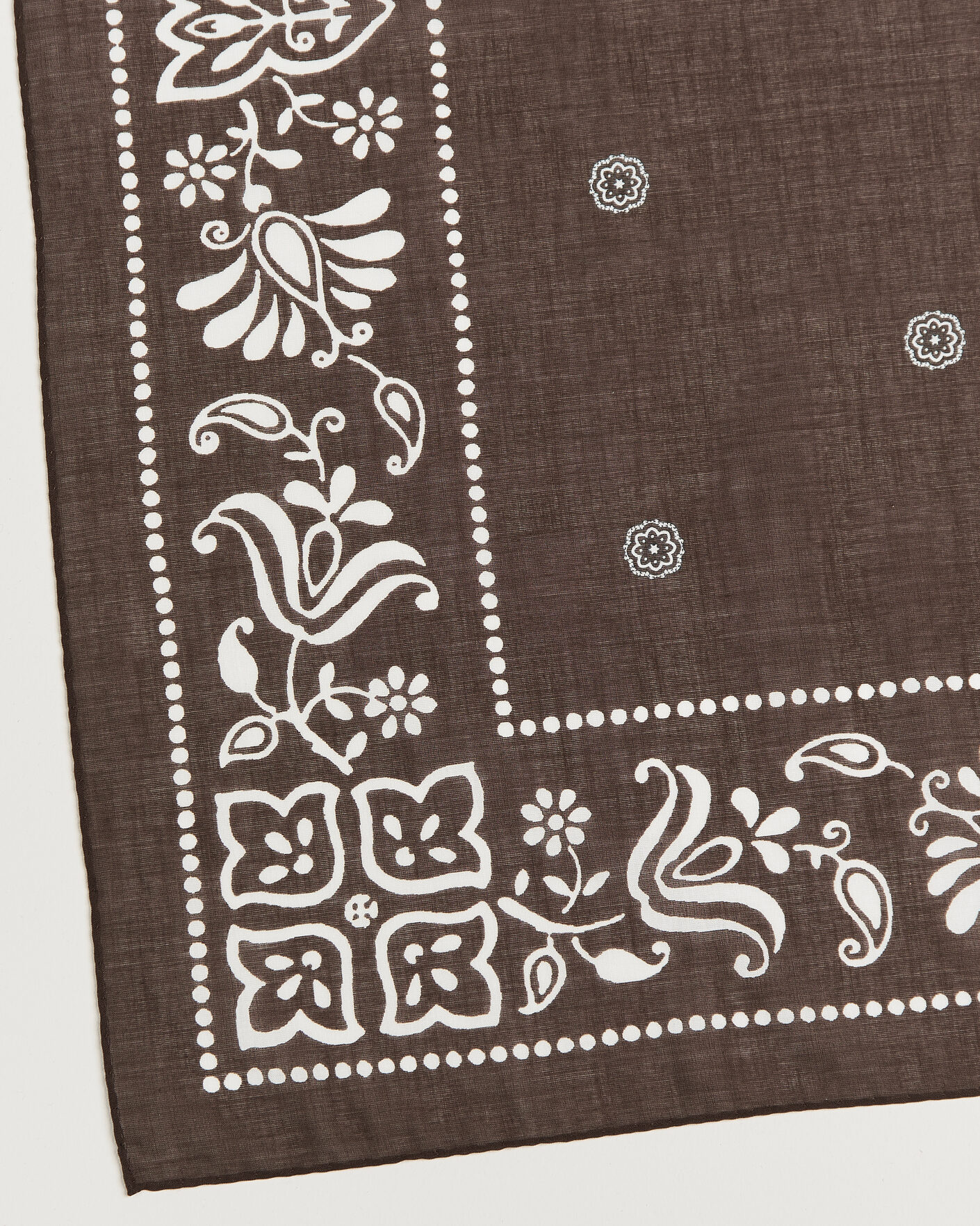 Men | Dress Scarves | Amanda Christensen | Cotton Voile Printed Flower Bandana Brown