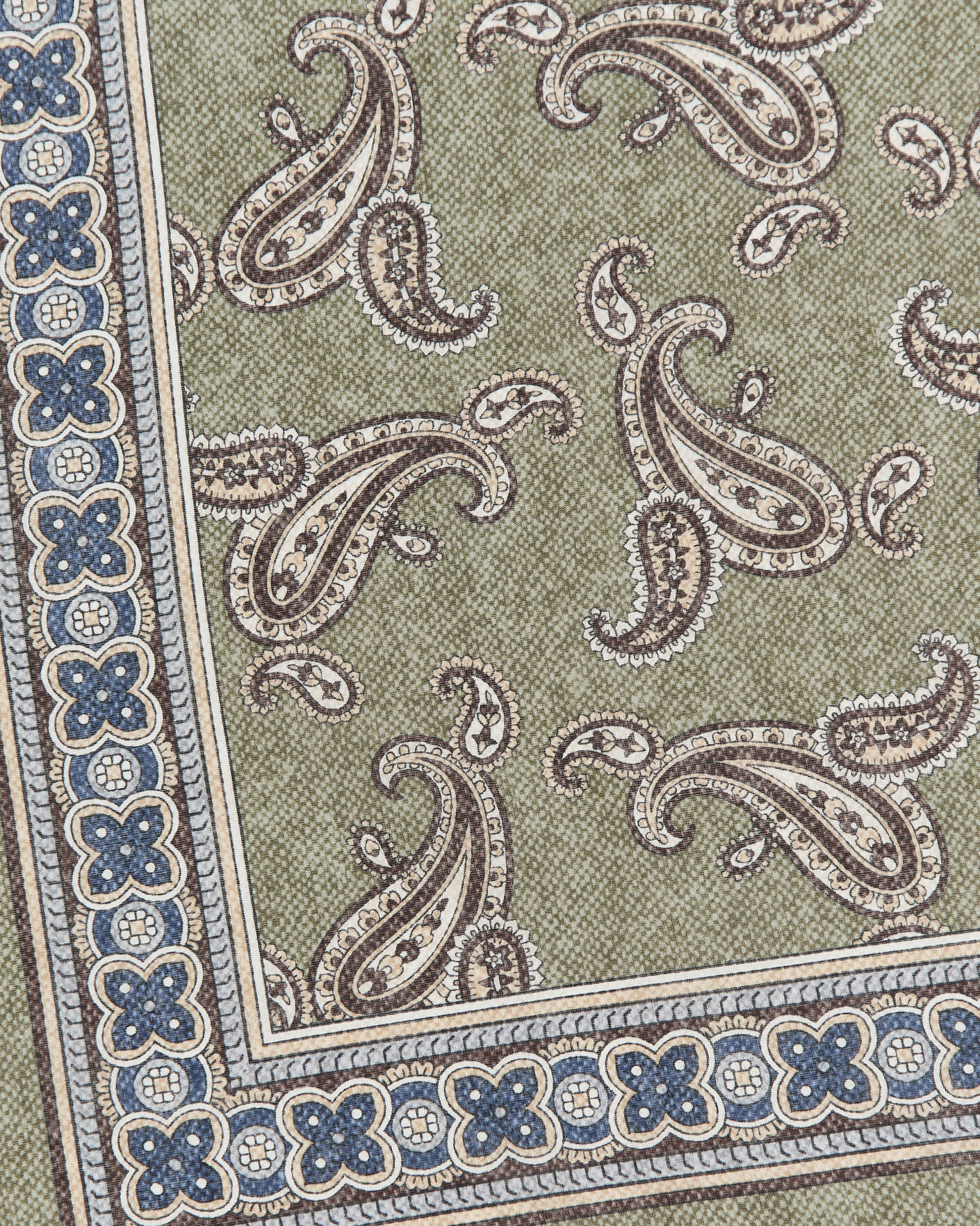 Men | Dress Scarves | Amanda Christensen | Cotton Voile Printed Paisley Bandana Green
