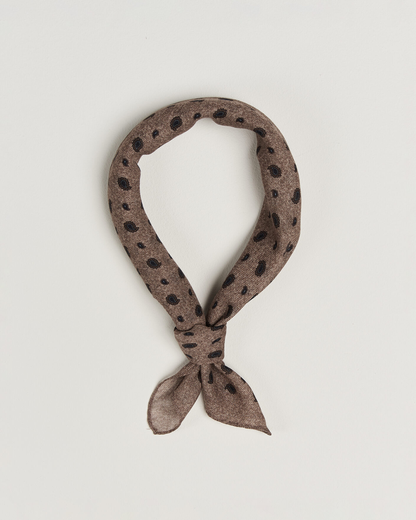 Men | Dress Scarves | Amanda Christensen | Wool Printed Paisley Bandana Beige
