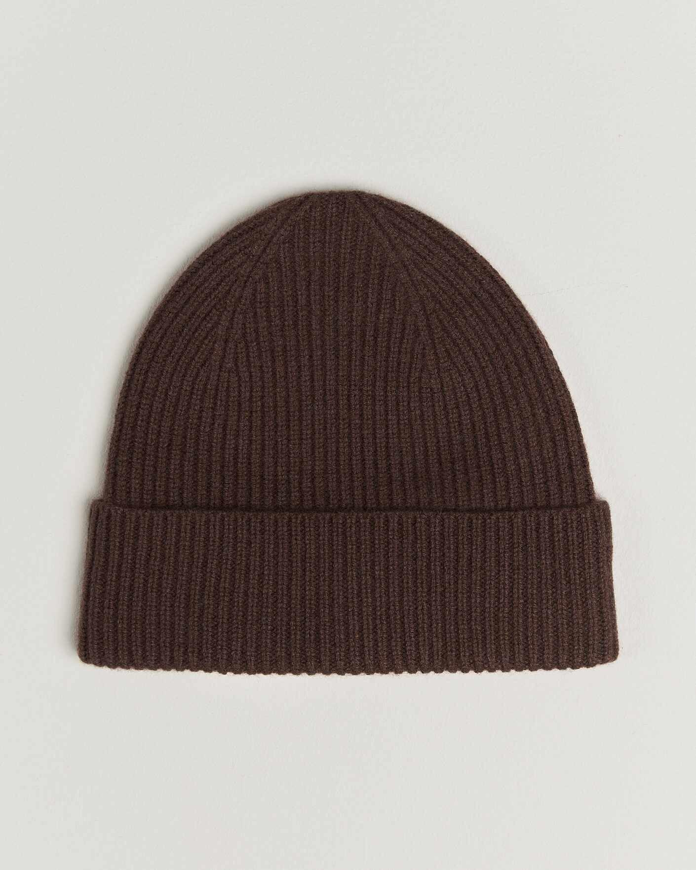 Men | Beanies | Amanda Christensen | Rib Knitted Merino Wool Cap Brown