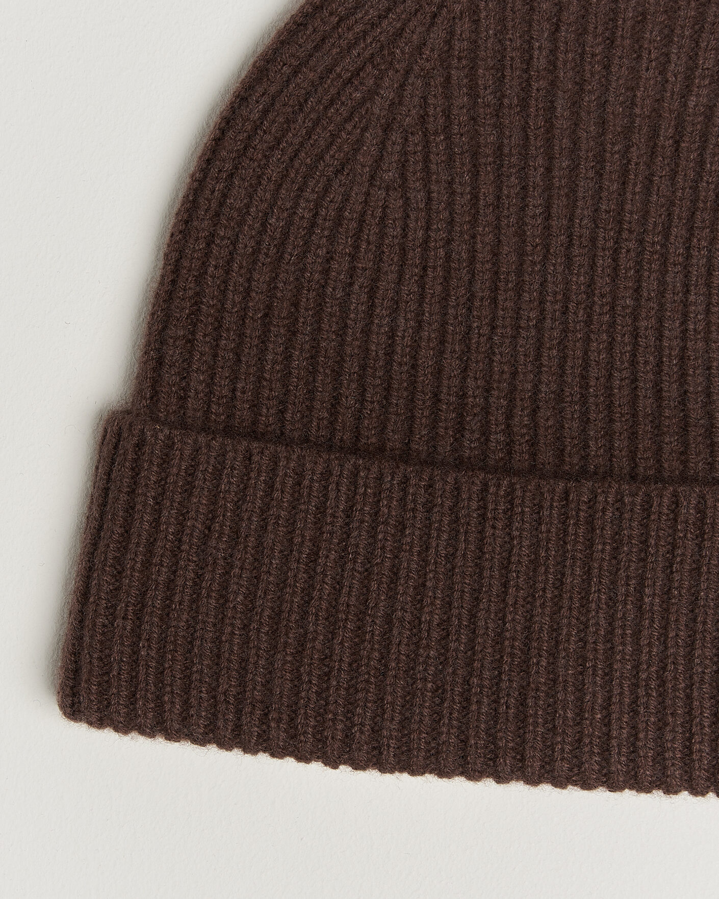 Men | Beanies | Amanda Christensen | Rib Knitted Merino Wool Cap Brown