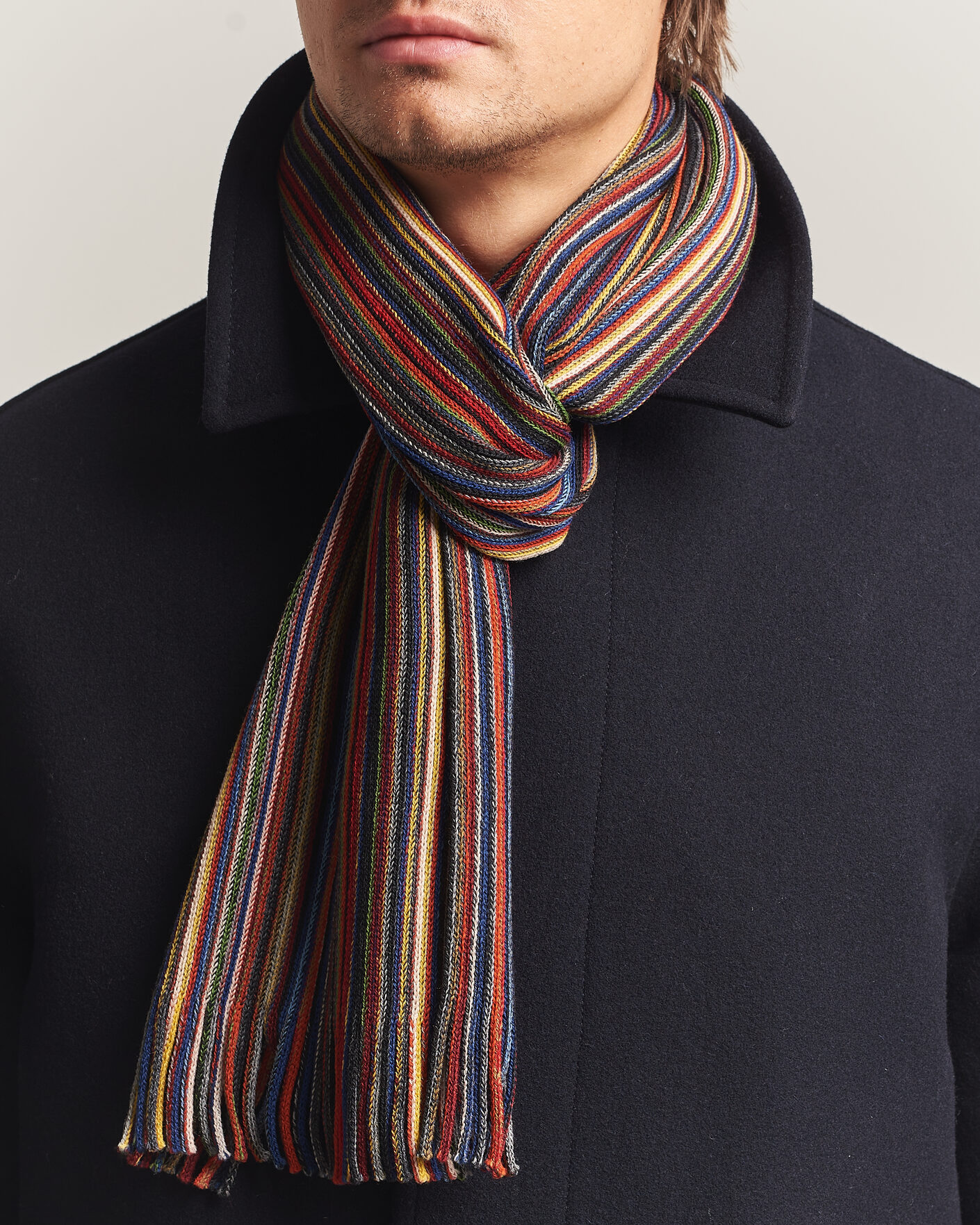 Men | Scarves | Amanda Christensen | Wool Striped Scarf Multi