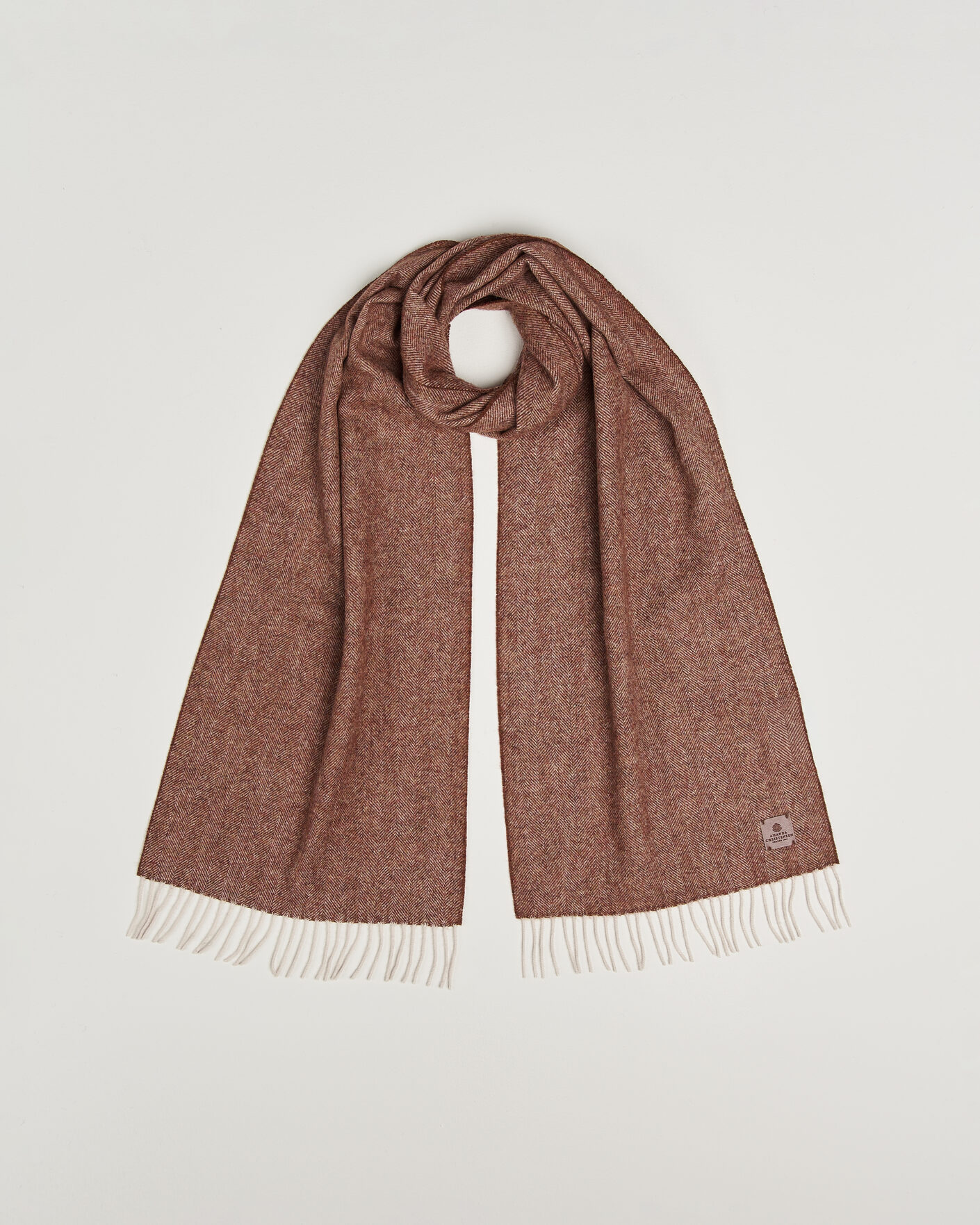 Men | Scarves | Amanda Christensen | Wool Herringbone Scarf Rust