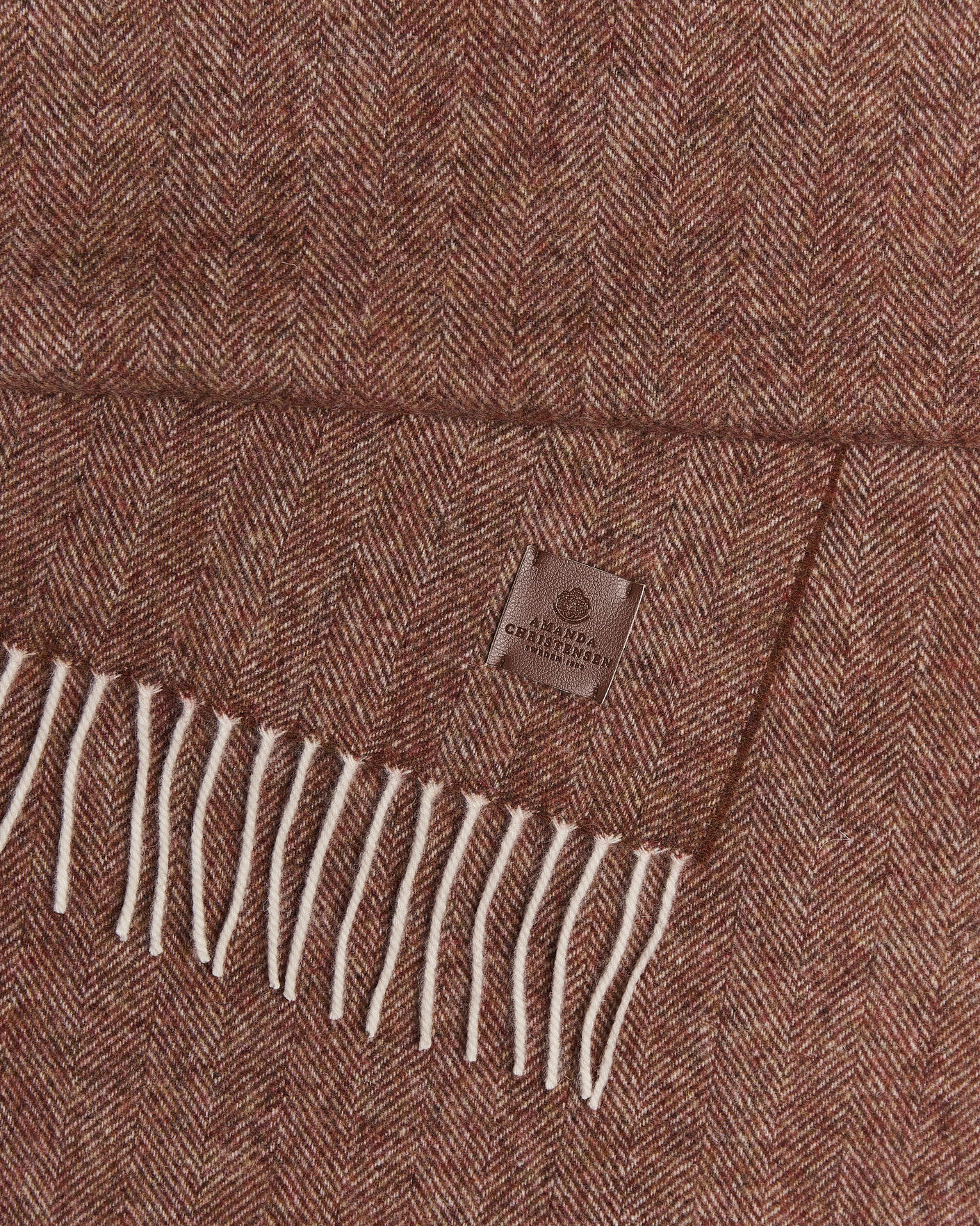 Men | Scarves | Amanda Christensen | Wool Herringbone Scarf Rust