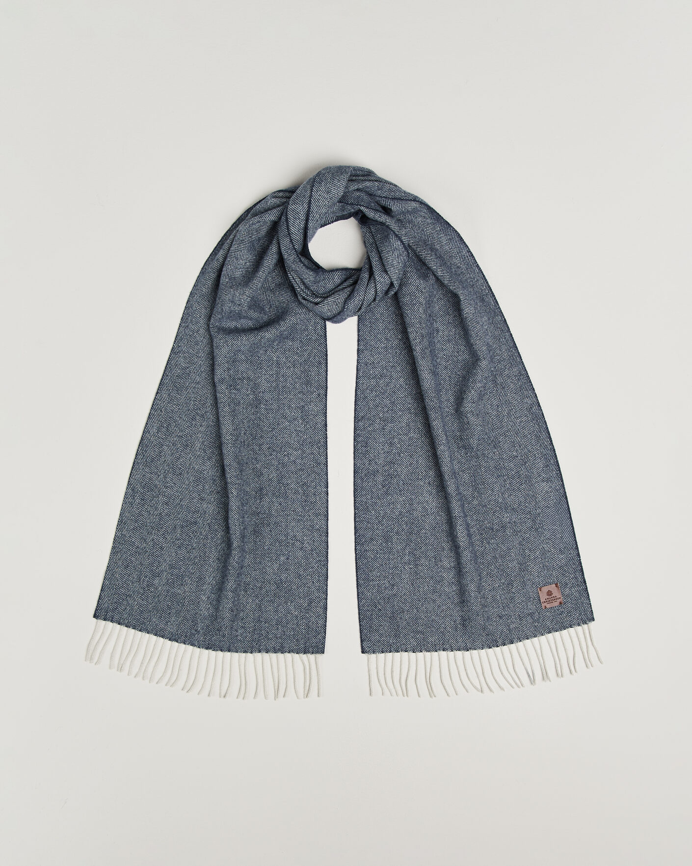 Men | Scarves | Amanda Christensen | Wool Herringbone Scarf Navy