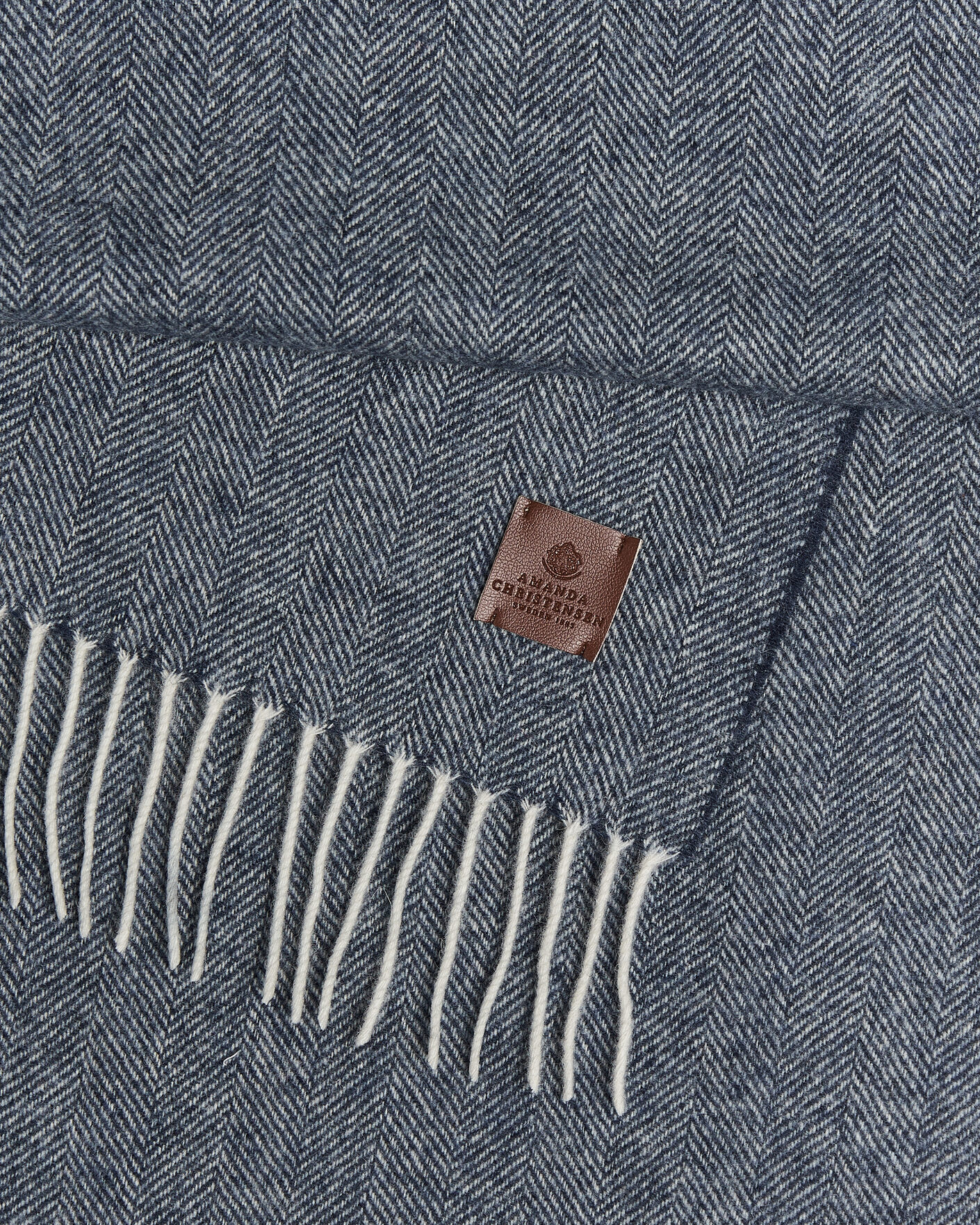 Men | Scarves | Amanda Christensen | Wool Herringbone Scarf Navy