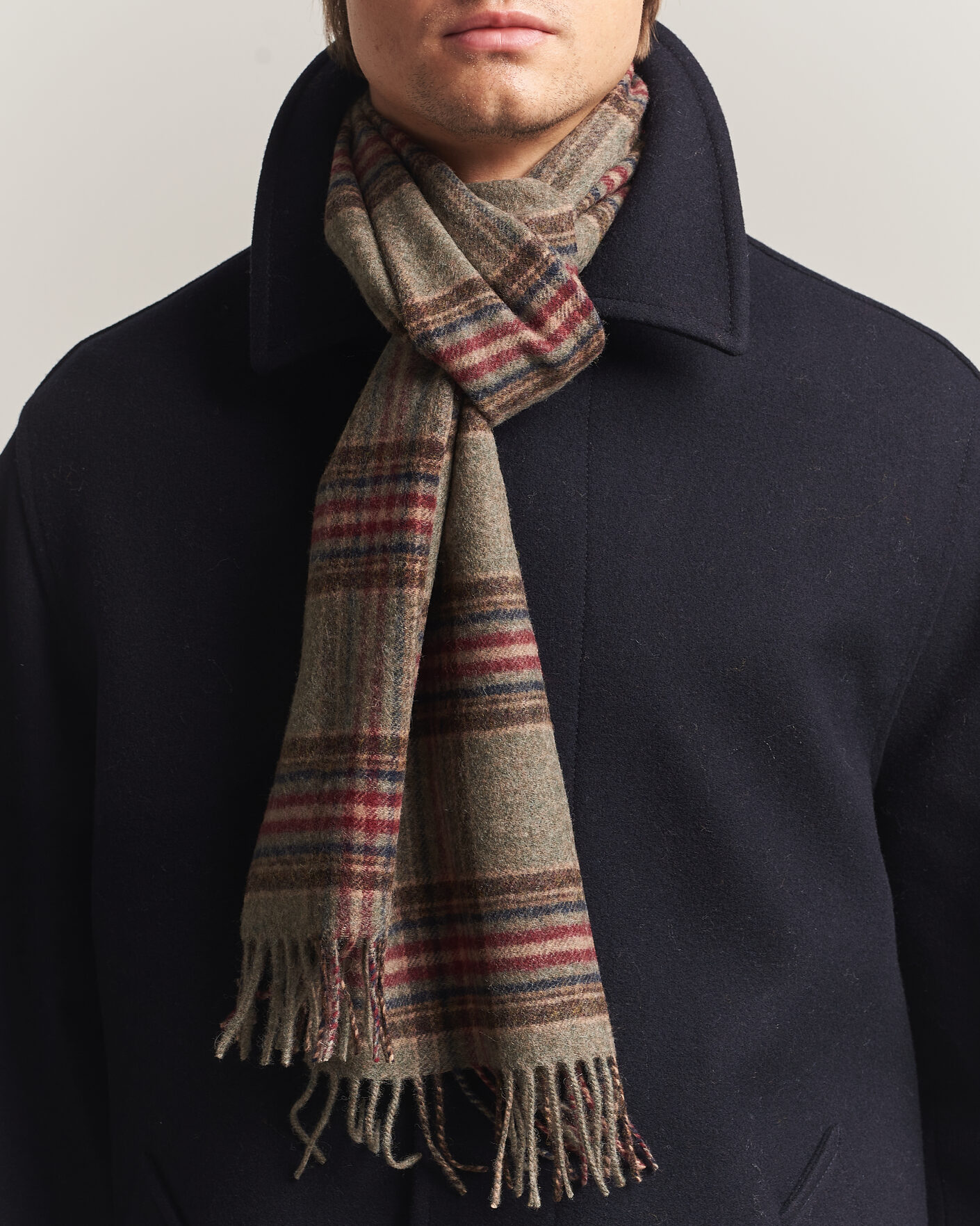 Men | Scarves | Amanda Christensen | Wool Check Scarf Green