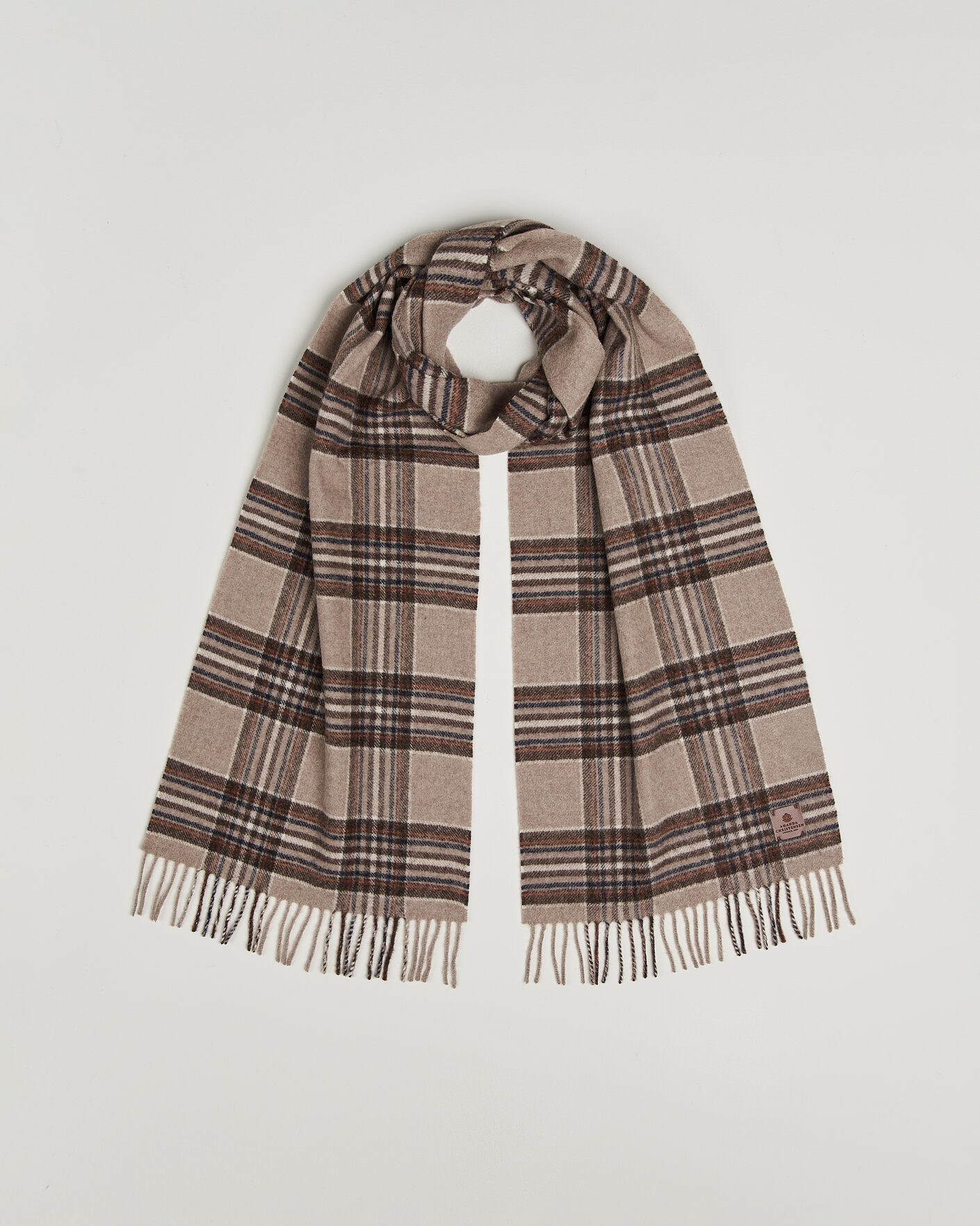 Men | Scarves | Amanda Christensen | Wool Check Scarf Beige