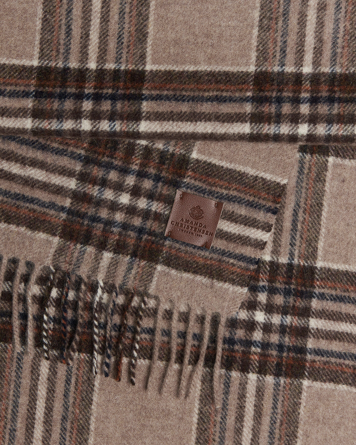 Men | Scarves | Amanda Christensen | Wool Check Scarf Beige
