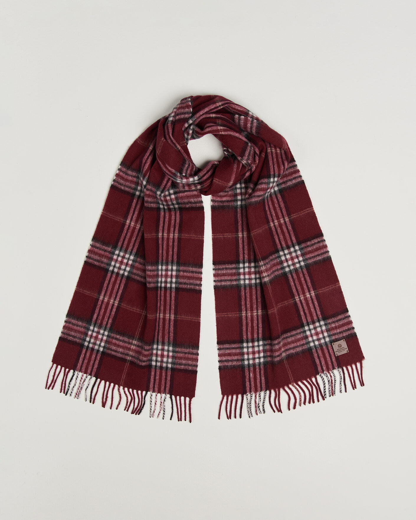 Men | Scarves | Amanda Christensen | Wool Check Scarf Bordeaux