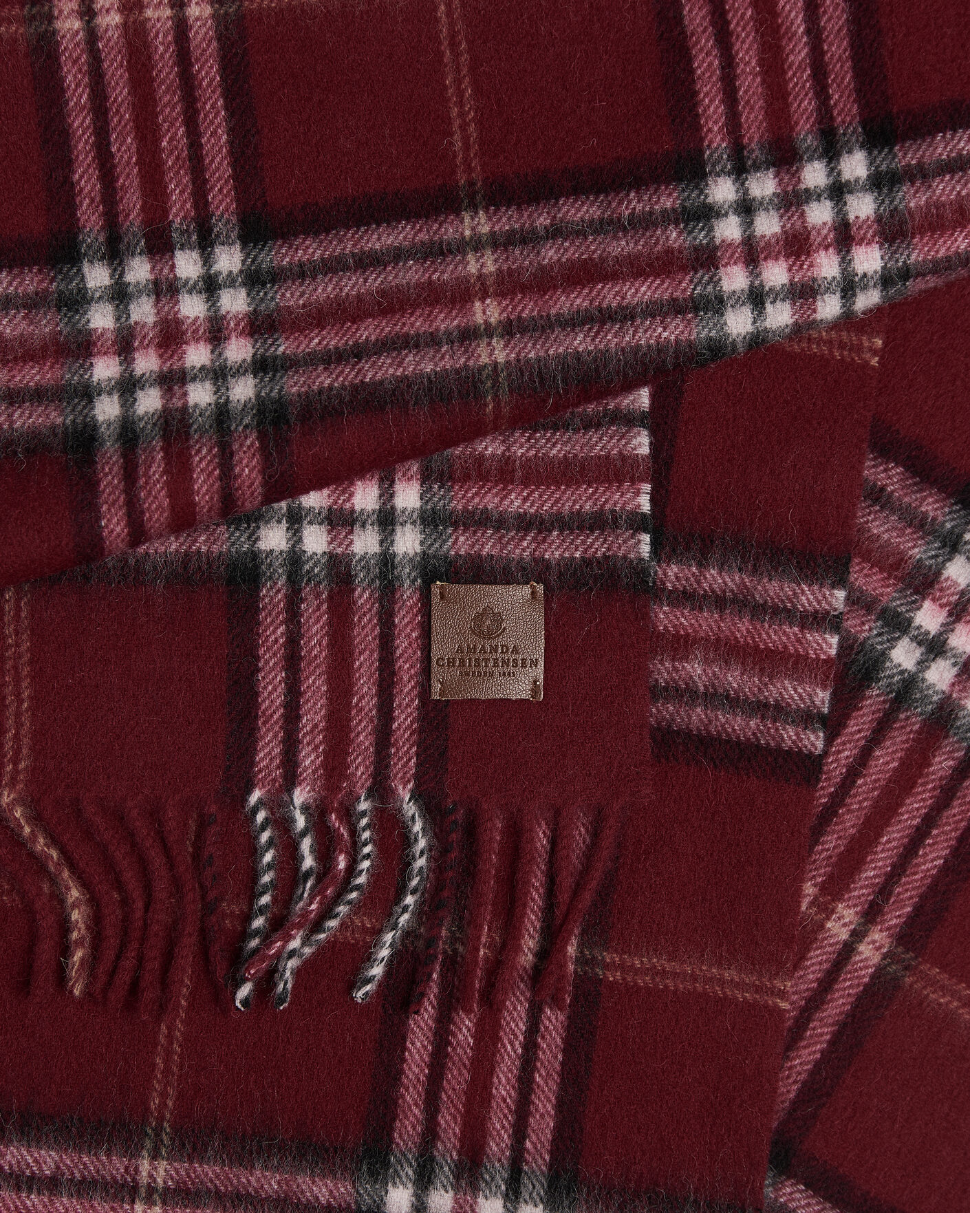 Men | Scarves | Amanda Christensen | Wool Check Scarf Bordeaux