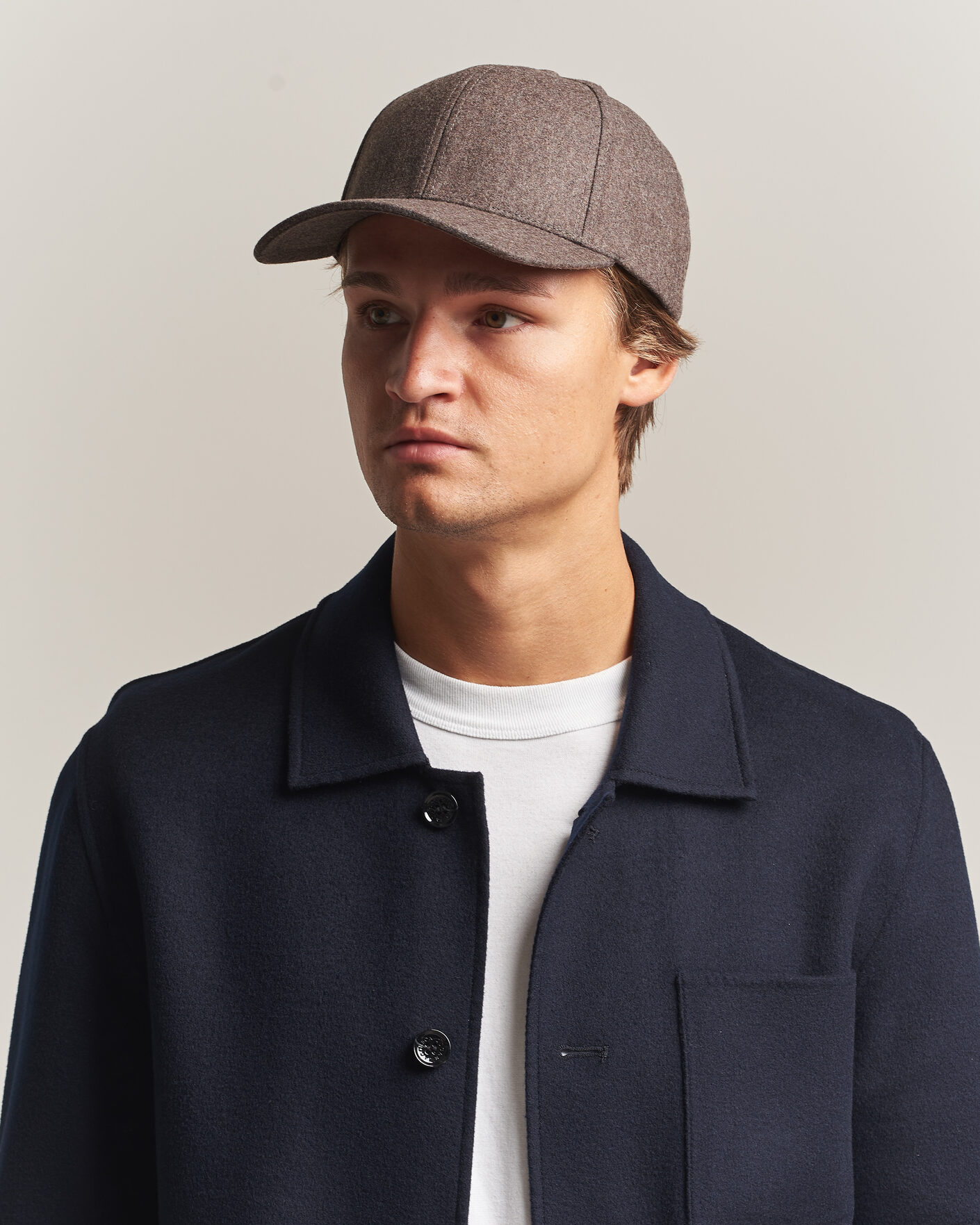 Men | Hats & Caps | Varsity Headwear | Merino Wool Baseball Cap Taupe Brown