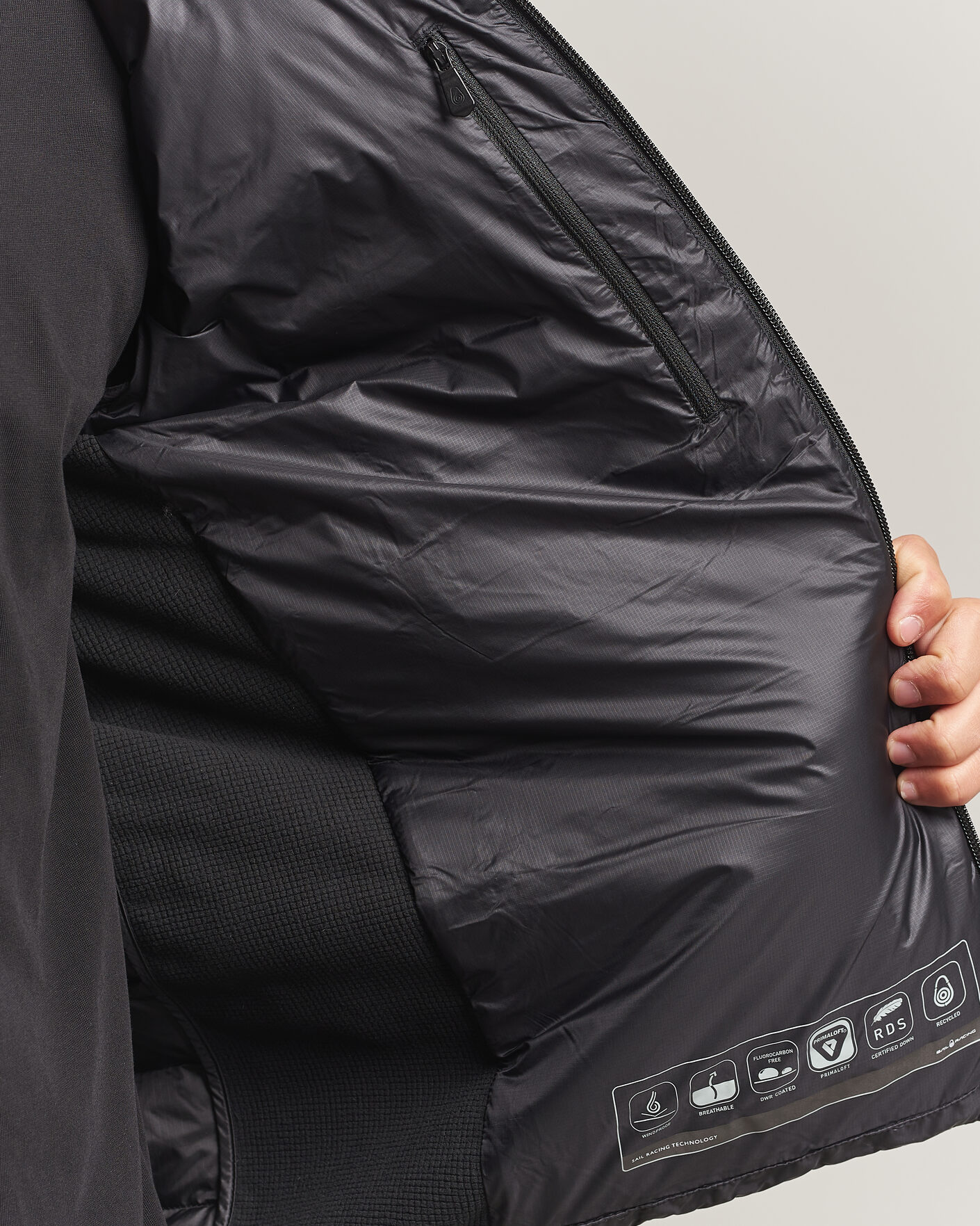 Men | Coats & Jackets | Sail Racing | Spray Down Hooded Hybrid Jacket Carbon