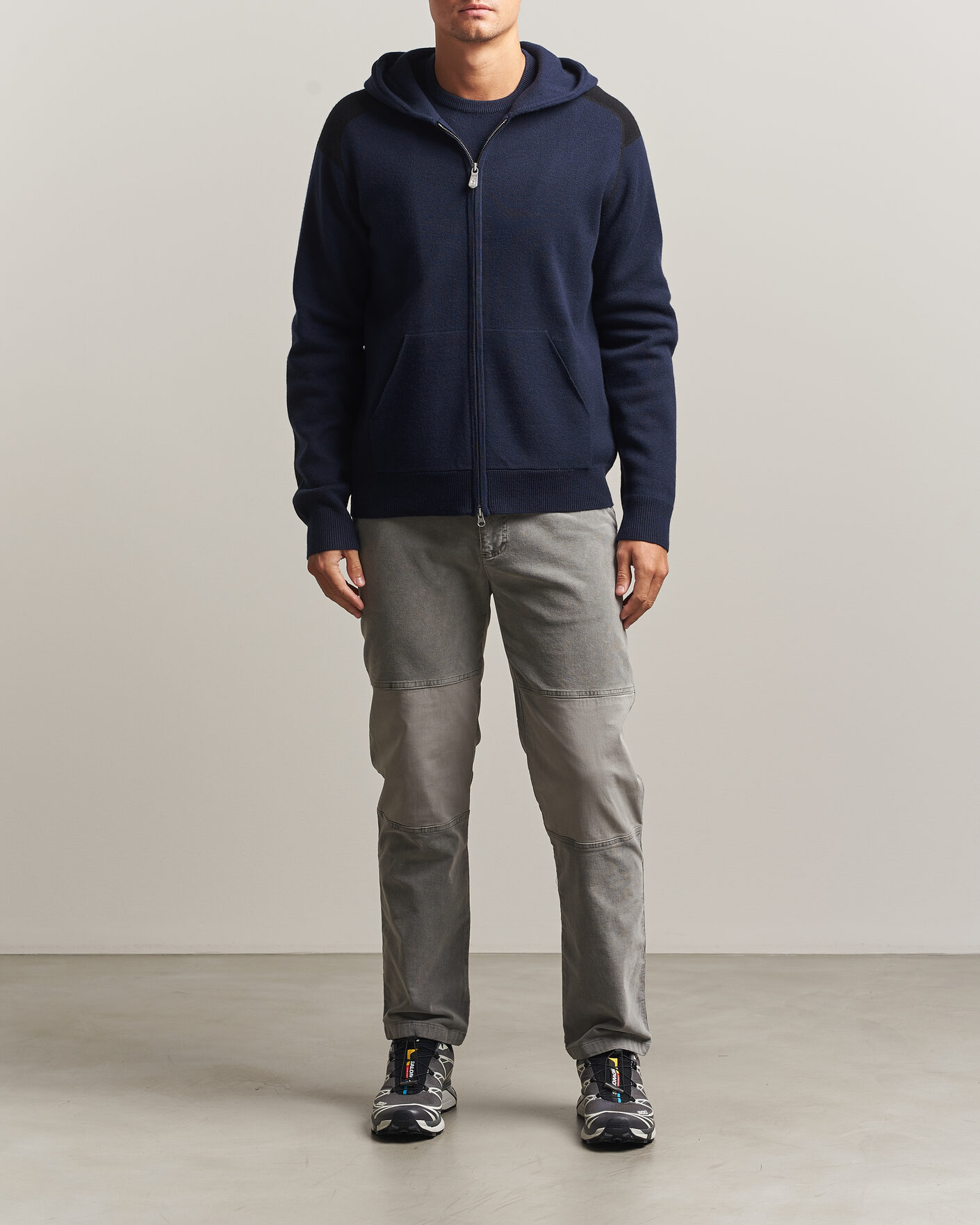 Men | Sweaters & Knitwear | Sail Racing | Spine Wool Knitted Full Zip Hoodie Dark Navy