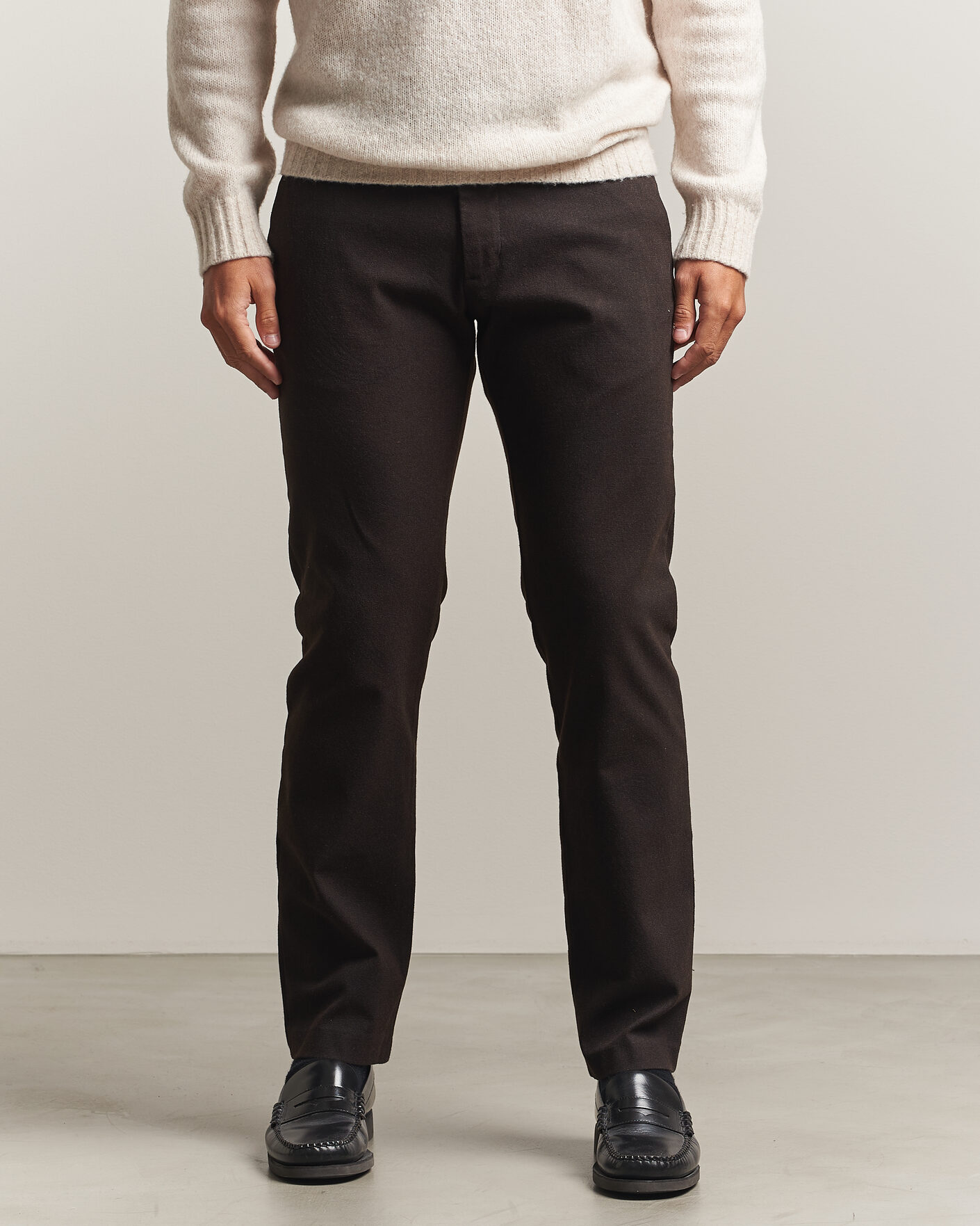 Men | Trousers | NN07 | Theo Brushed Cotton Trousers Deep Truffle