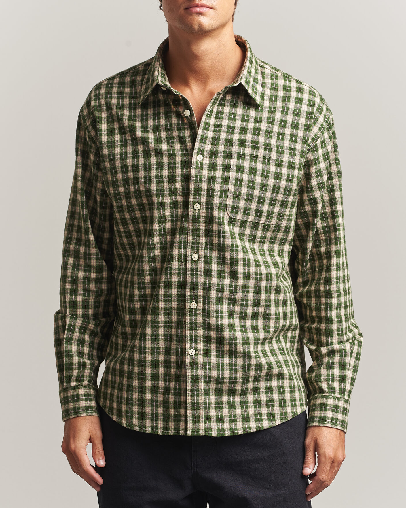 Men | Shirts | NN07 | Deon Flannel Shirt Eden Green Check