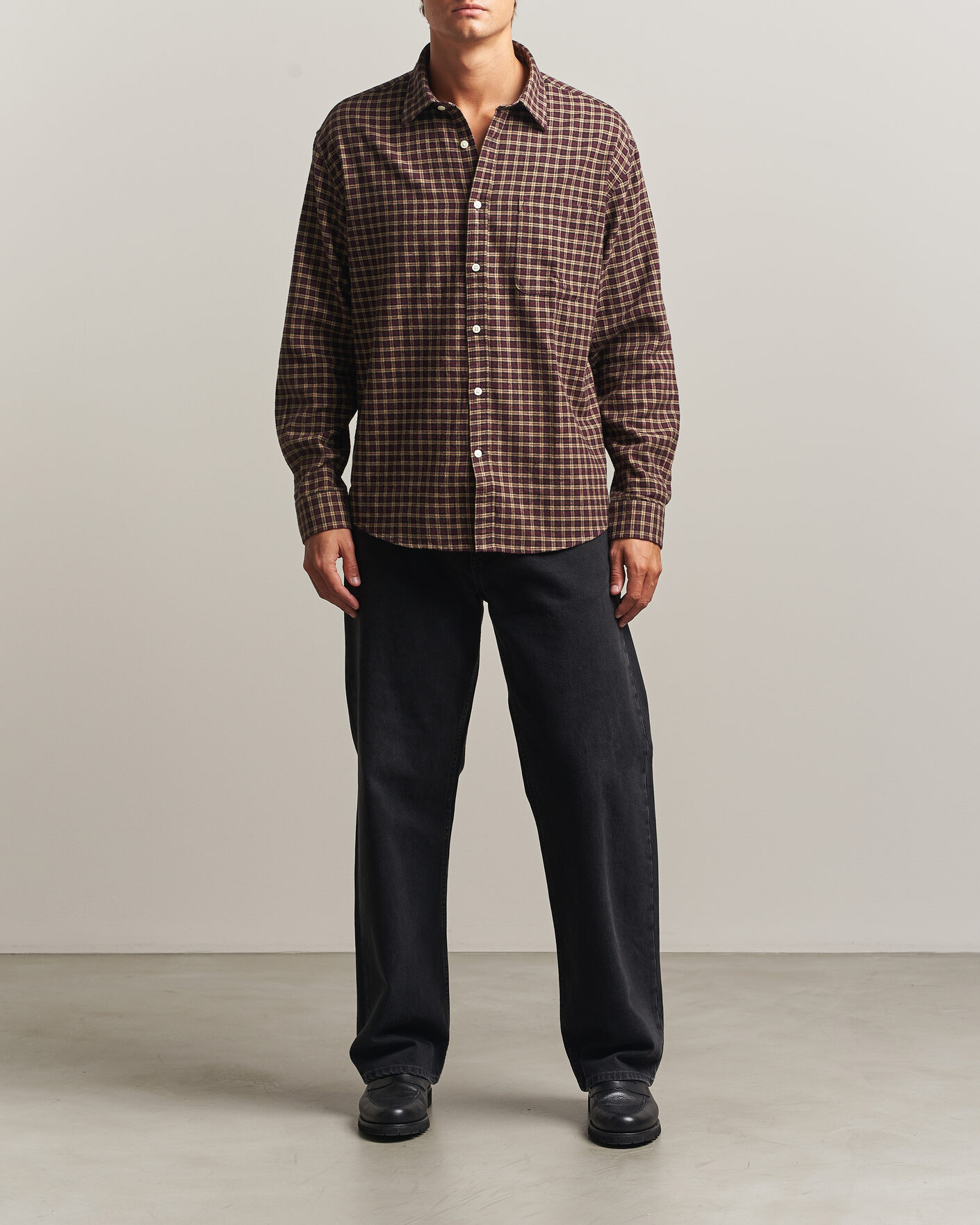 Men | Shirts | NN07 | Deon Flannel Shirt Bordeaux Check
