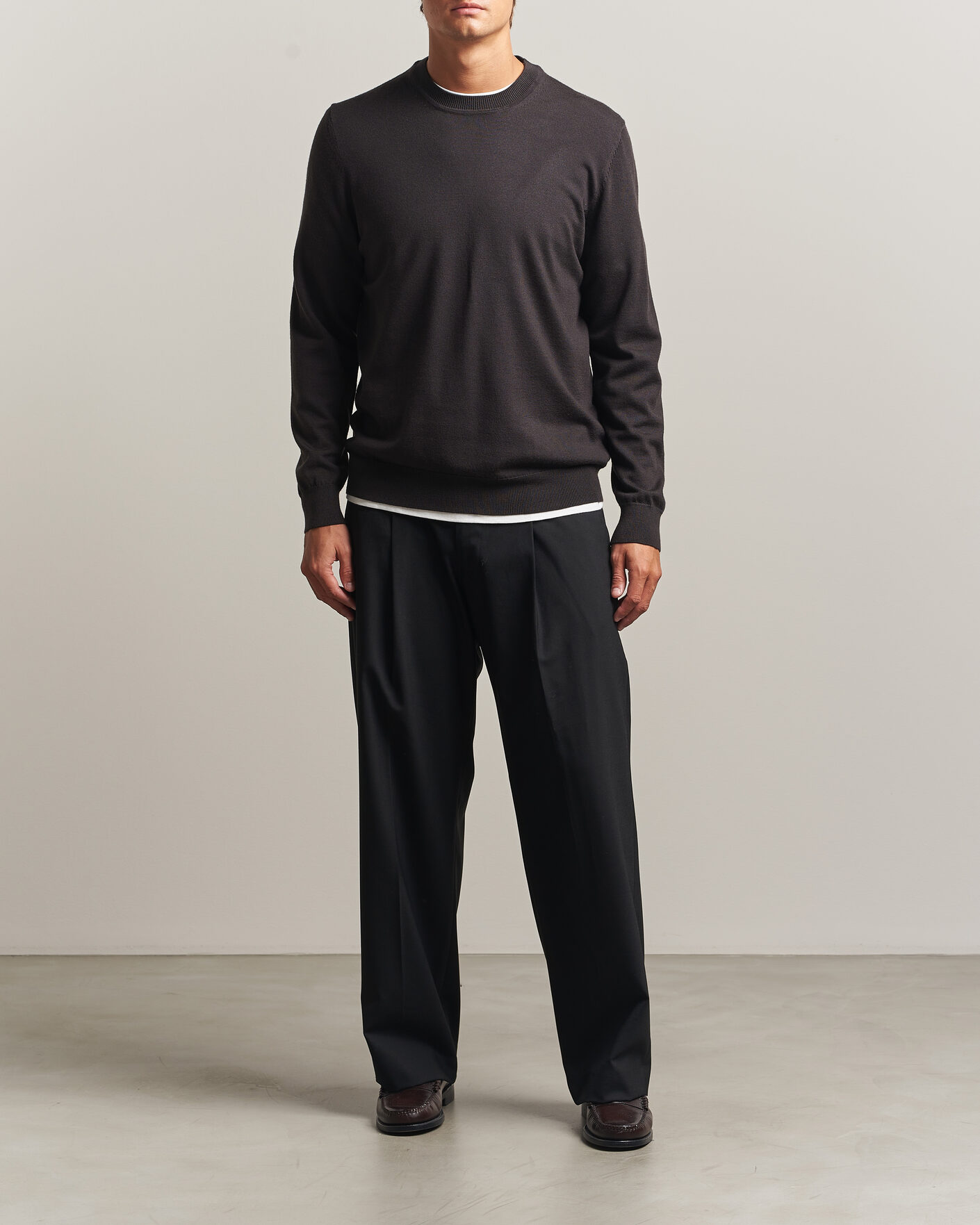 Men | Sweaters & Knitwear | NN07 | Ted Merino Crew Neck Pullover Deep Truffle