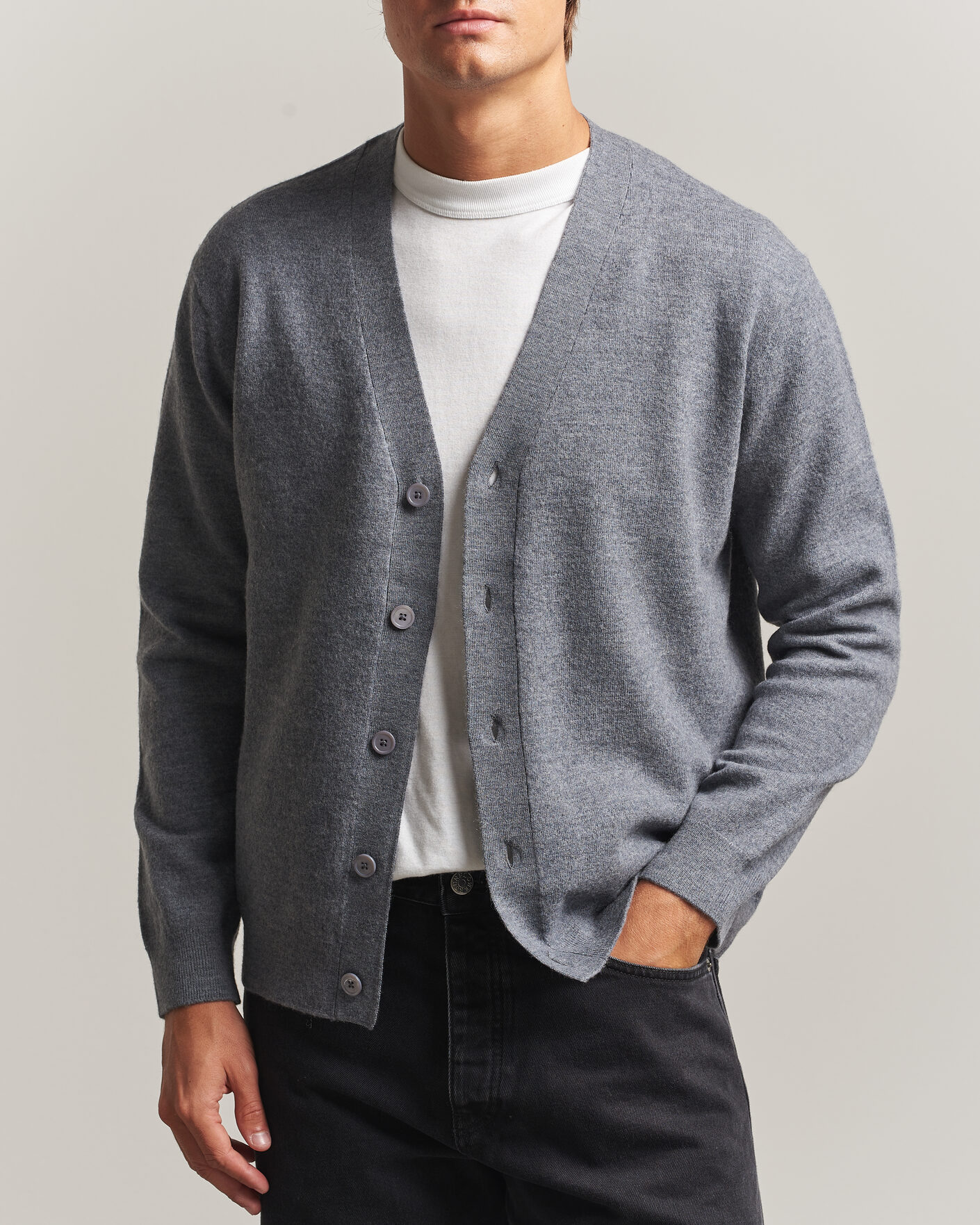 Men | Sweaters & Knitwear | NN07 | Jasper Wool Knitted Cardigan Grey Melange