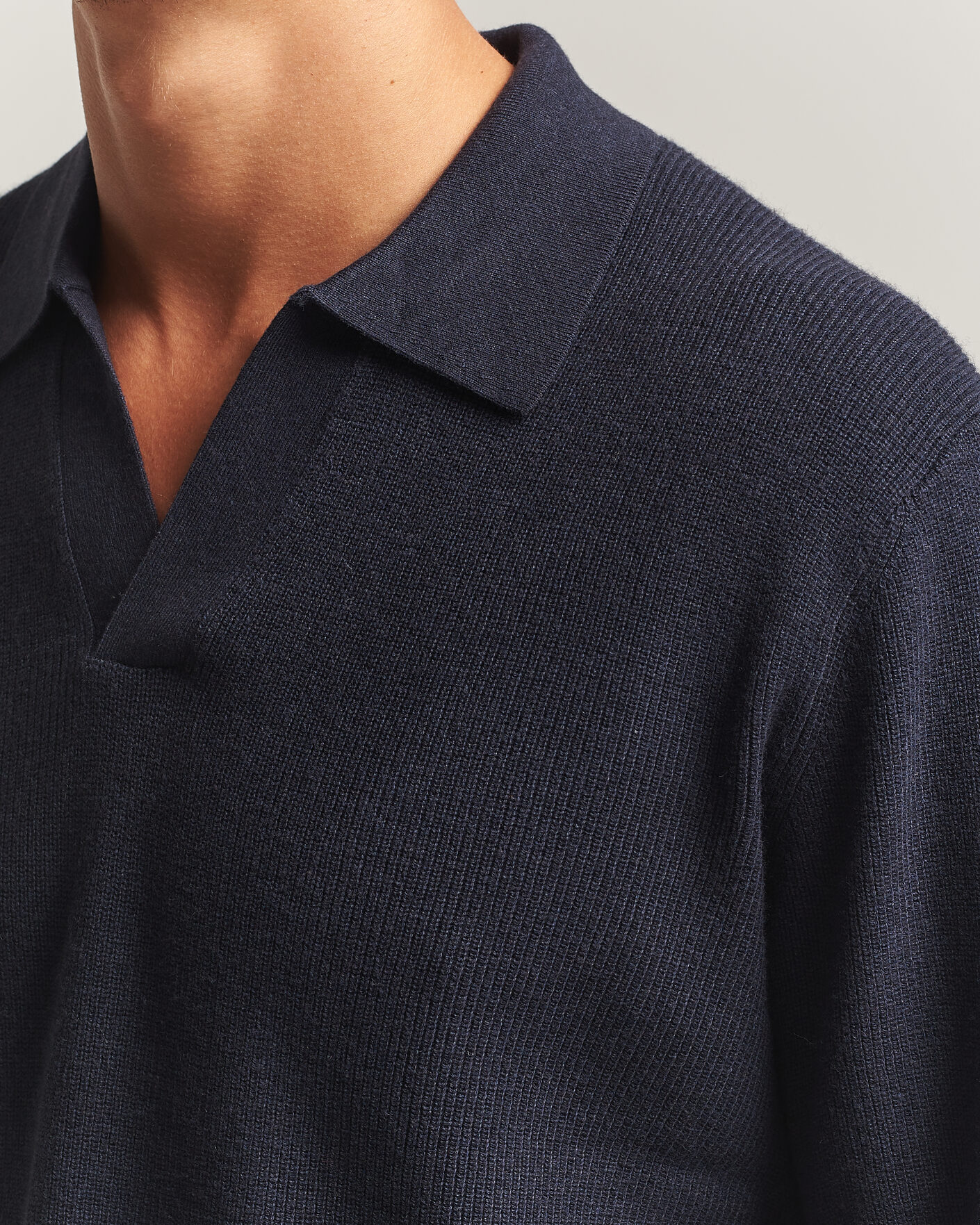 Men | Sweaters & Knitwear | NN07 | Hope Cotton/Cashmere Rib Knitted Polo Navy