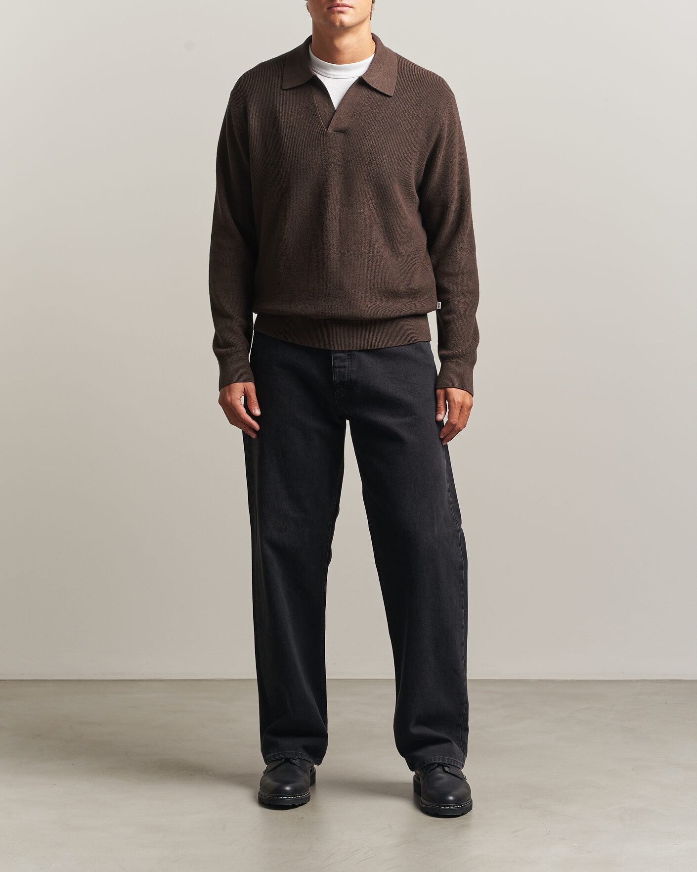 Men | Sweaters & Knitwear | NN07 | Hope Cotton/Cashmere Rib Knitted Polo Brown
