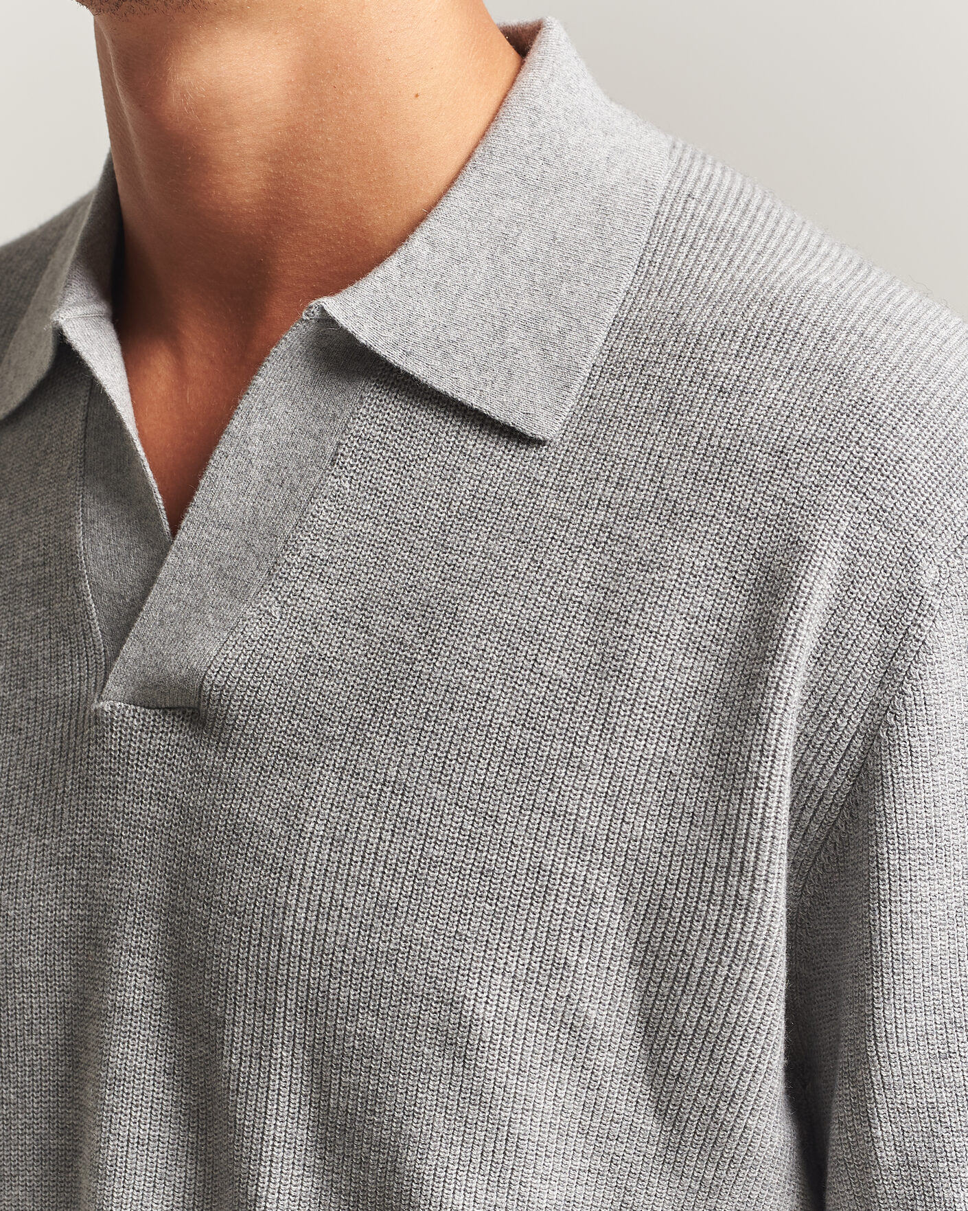 Men | Sweaters & Knitwear | NN07 | Hope Cotton/Cashmere Rib Knitted Polo Grey