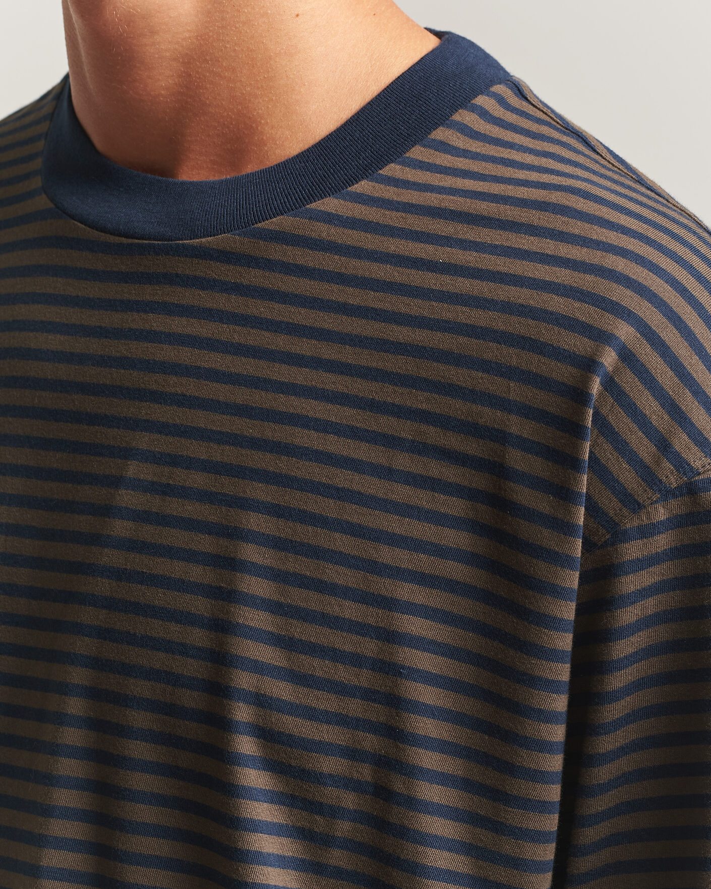 Men | T-Shirts | NN07 | Lionel Striped Long Sleeve T-Shirt Navy/Brown