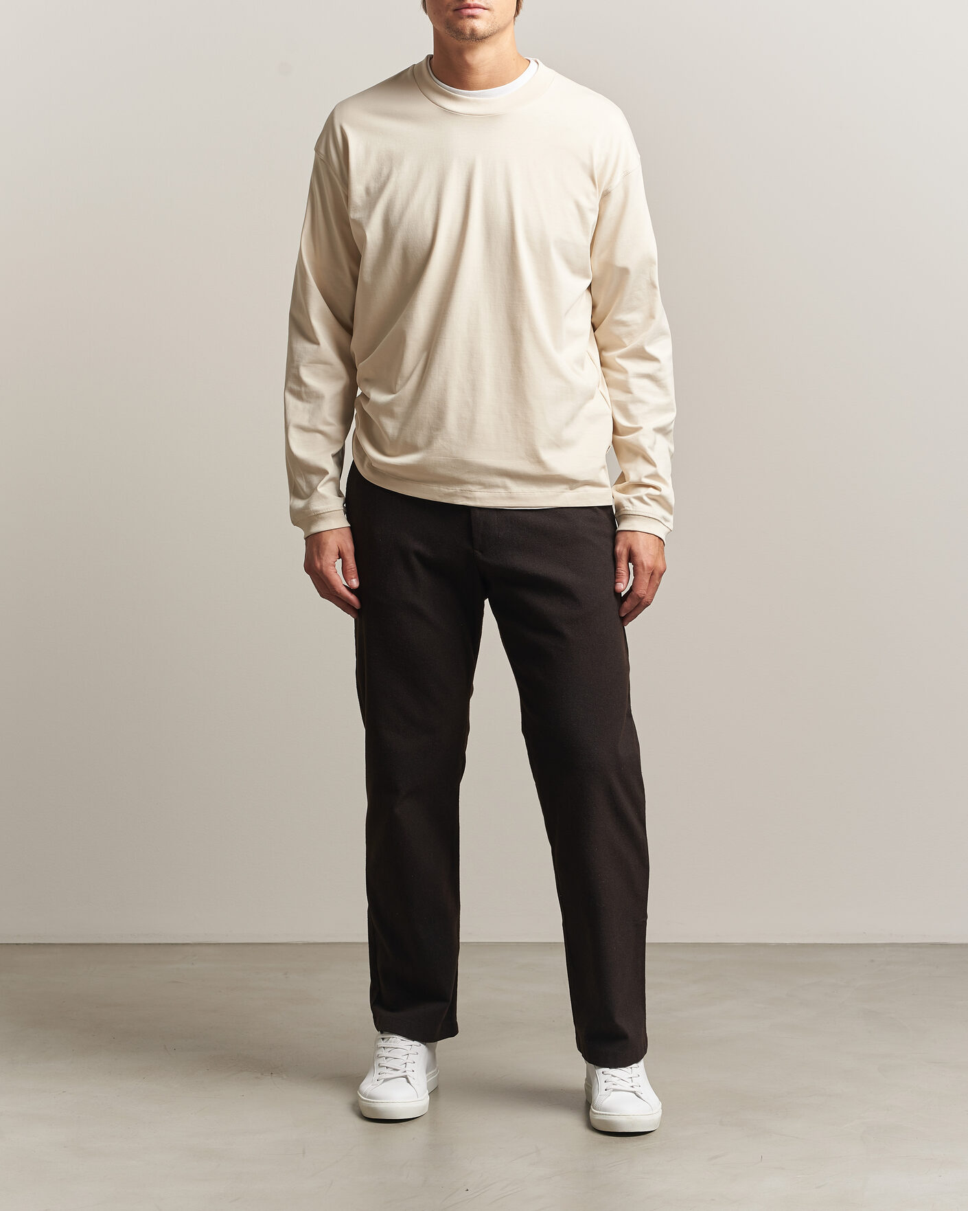 Men | T-Shirts | NN07 | Lionel Suvin Cotton Long Sleeve T-Shirt Ivory