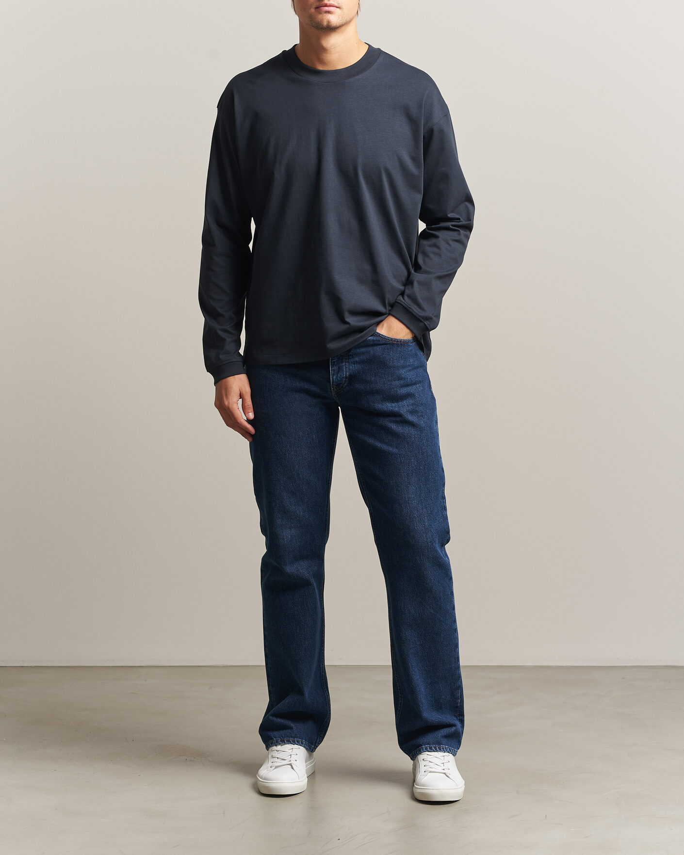 Men | T-Shirts | NN07 | Lionel Suvin Cotton Long Sleeve T-Shirt Deep Navy