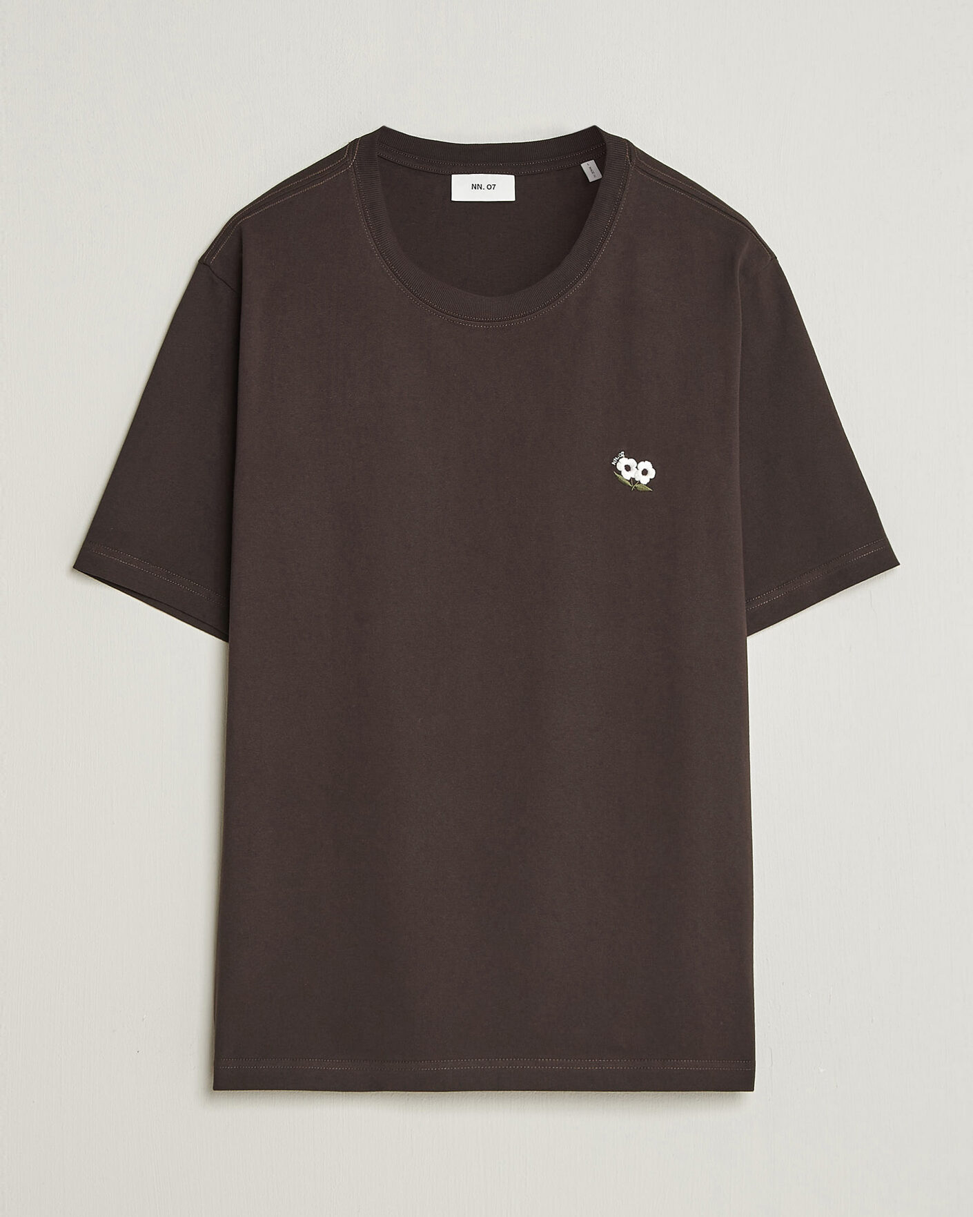 Men | T-Shirts | NN07 | Jett Embroidered Crew Neck T-Shirt Deep Truffle