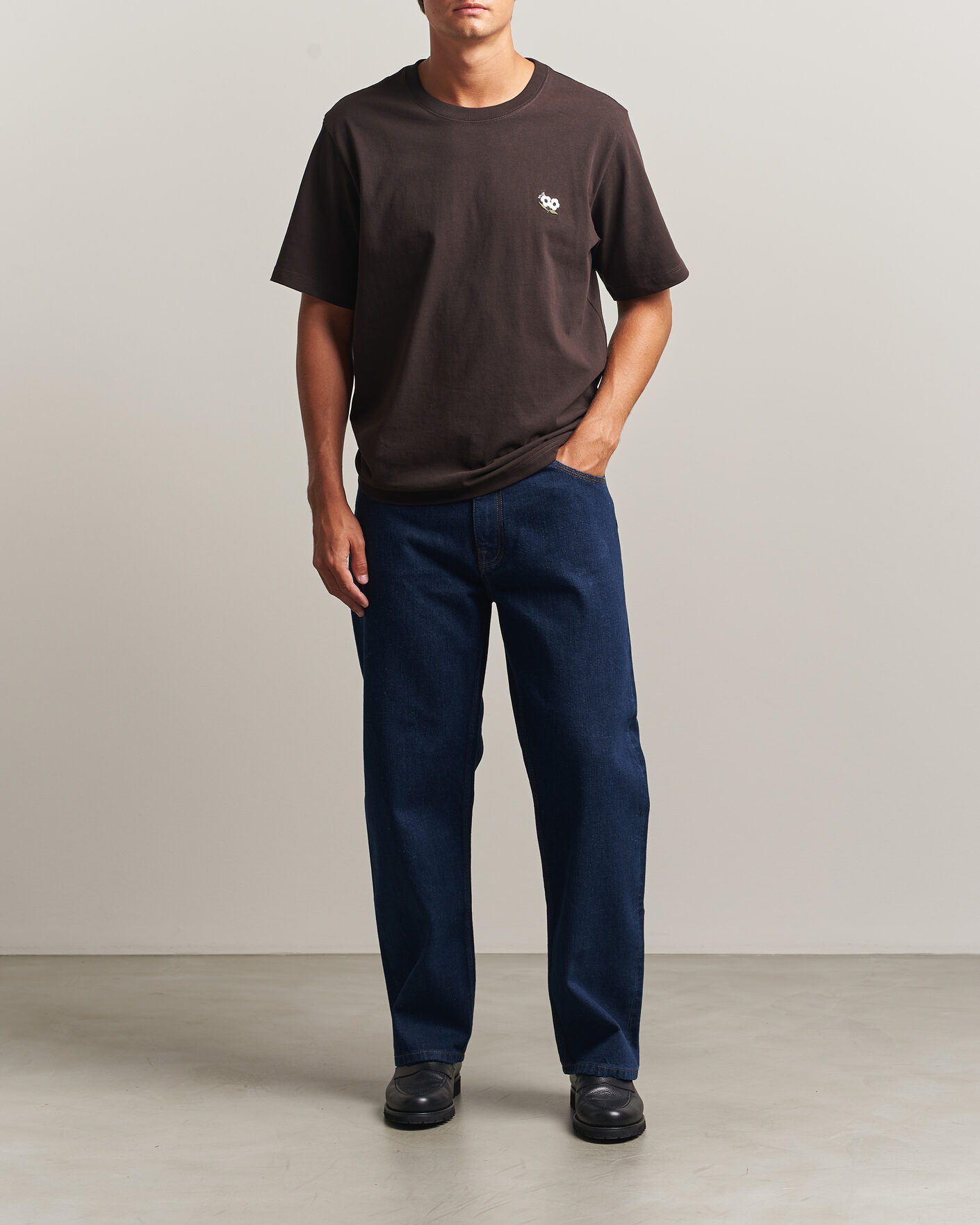 Men | T-Shirts | NN07 | Jett Embroidered Crew Neck T-Shirt Deep Truffle