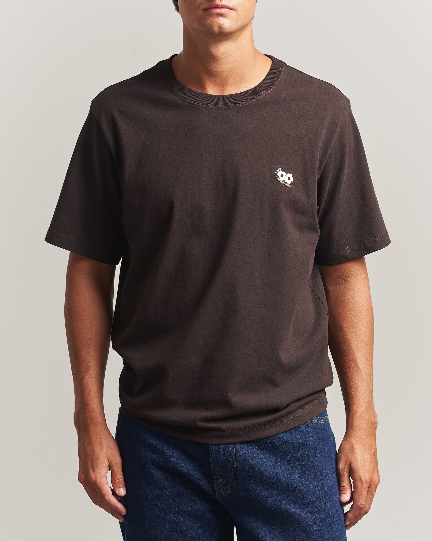 Men | T-Shirts | NN07 | Jett Embroidered Crew Neck T-Shirt Deep Truffle
