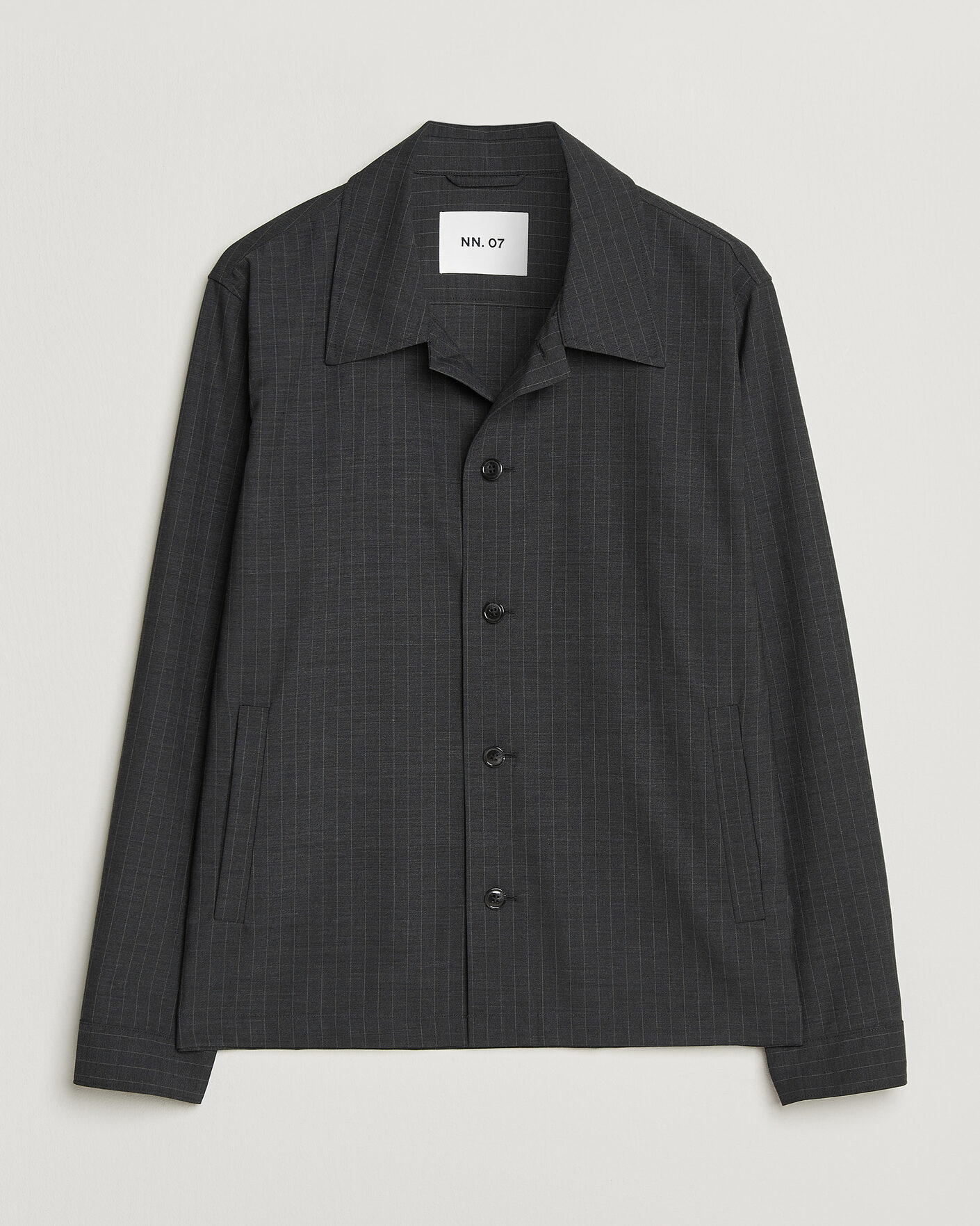Men | Shirts | NN07 | Zander Wool Pinstriped Overshirt Dark Grey