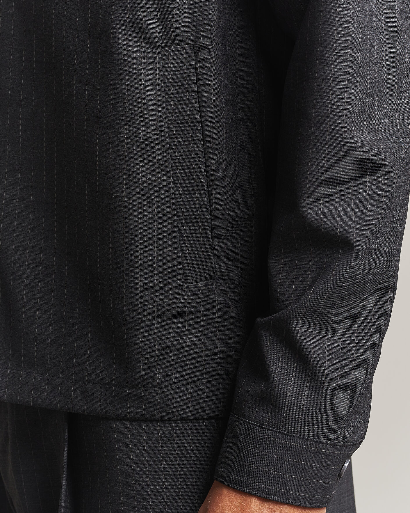Men | Shirts | NN07 | Zander Wool Pinstriped Overshirt Dark Grey