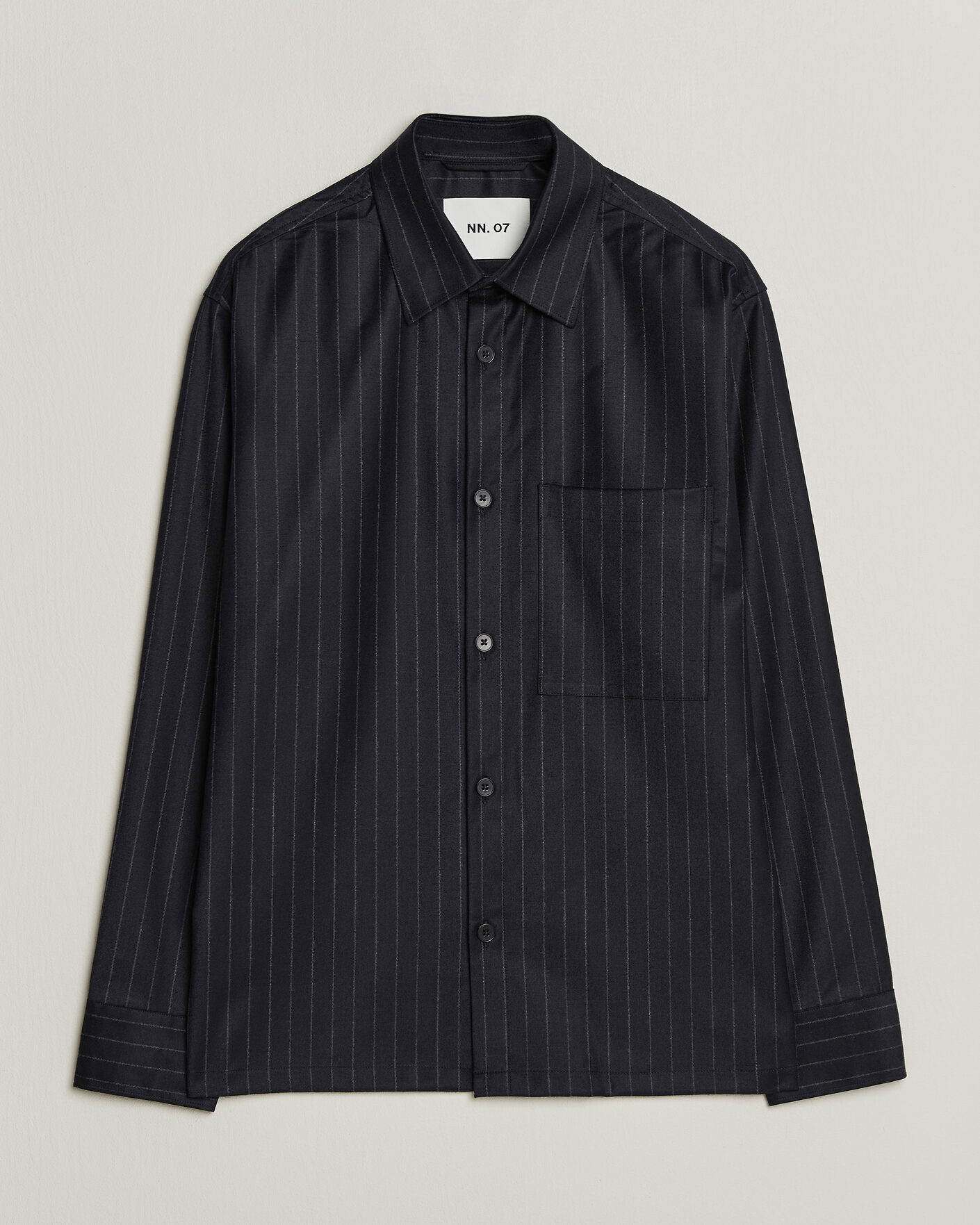 Men | Shirts | NN07 | Freddy Wool Pinstriped Overshirt Navy