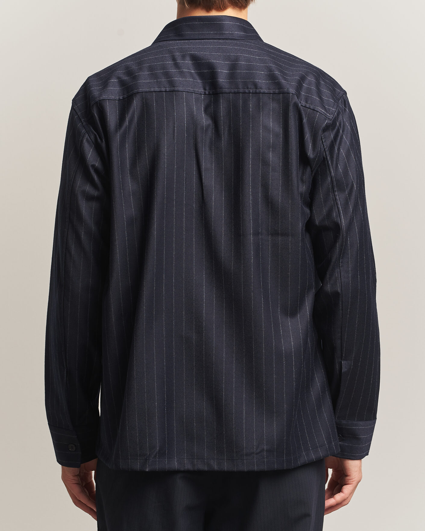 Men | Shirts | NN07 | Freddy Wool Pinstriped Overshirt Navy