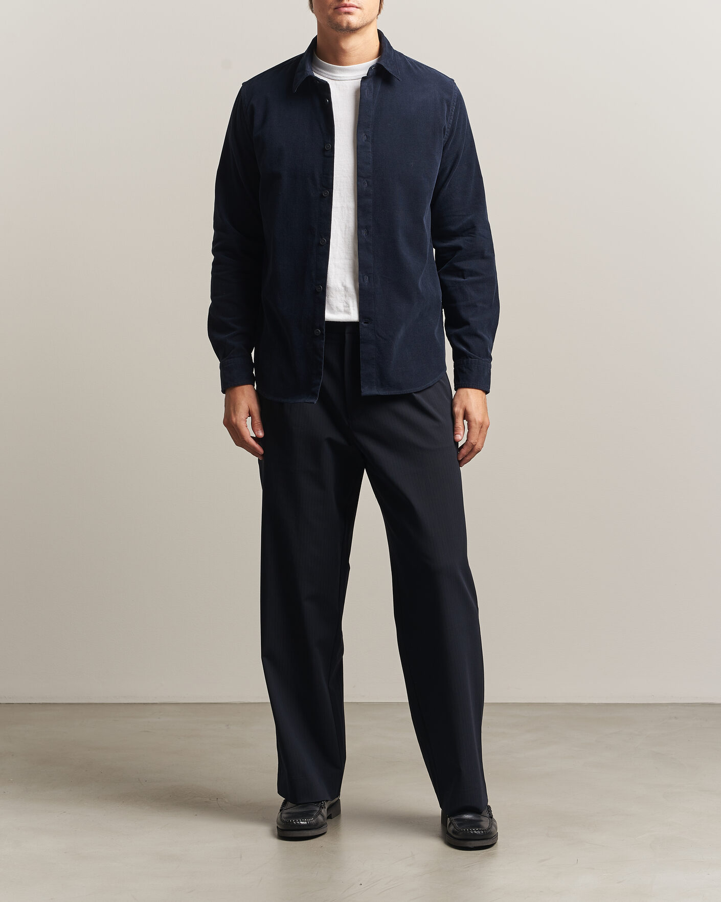 Men | Shirts | NN07 | Asher Baby Cord Shirt Navy Blue