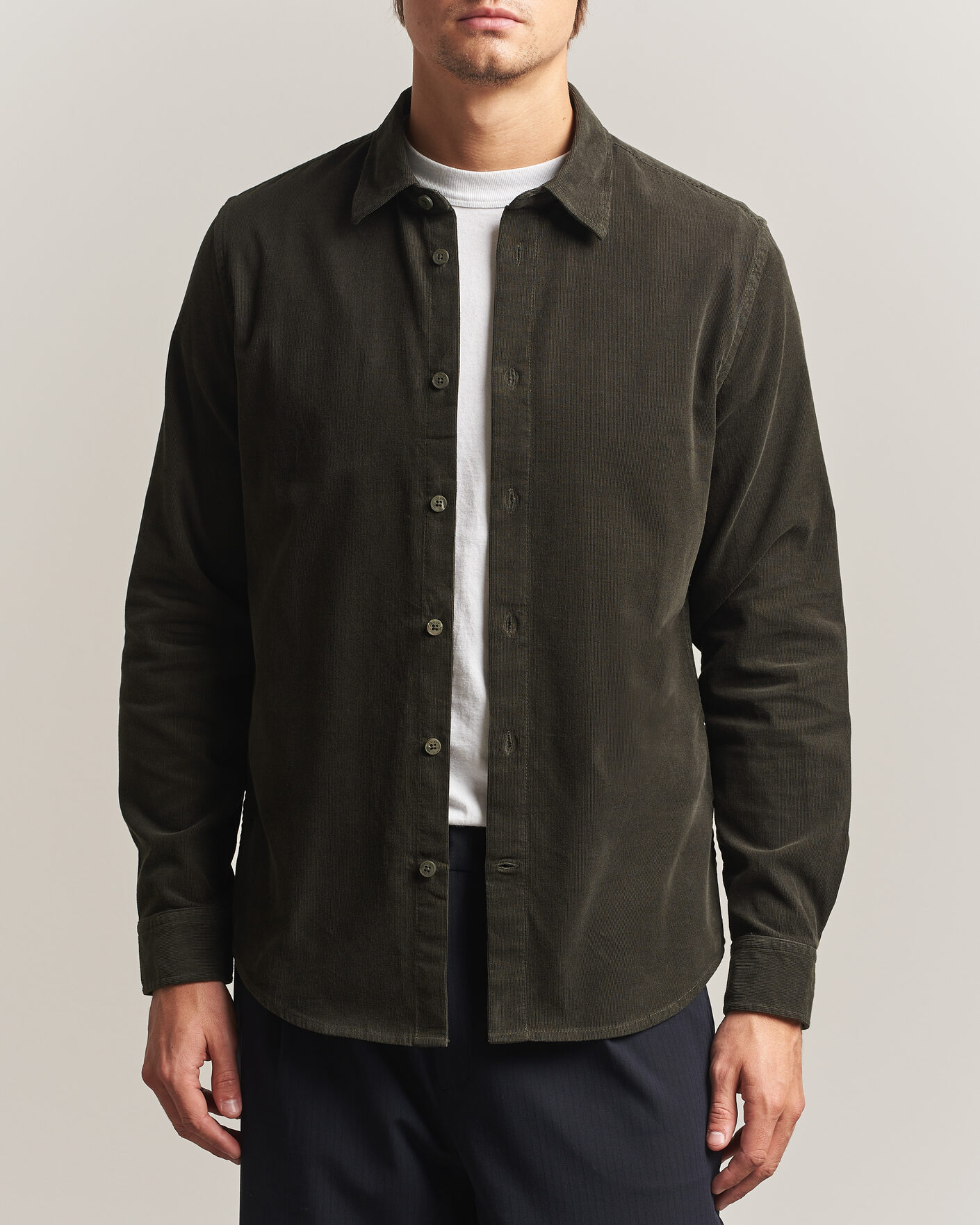 Men | Shirts | NN07 | Asher Baby Cord Shirt Capers Green